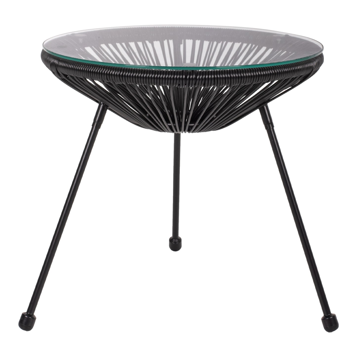 SIDE TABLE ALLEGRA PROFESSIONAL BLACK METAL AND BLACK RATTAN HM5874.01 D47x45Hcm.