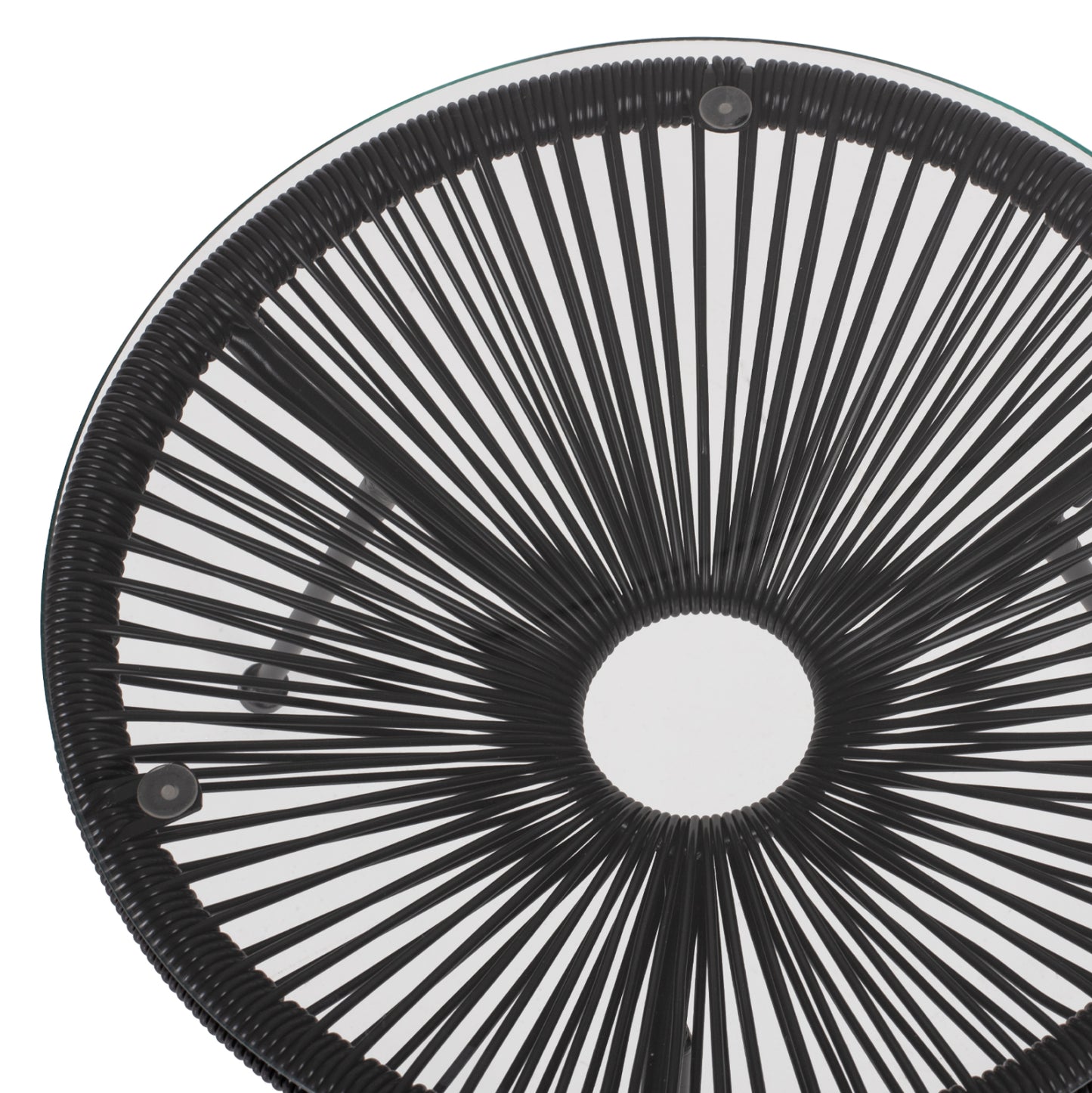 SIDE TABLE ALLEGRA PROFESSIONAL BLACK METAL AND BLACK RATTAN HM5874.01 D47x45Hcm.