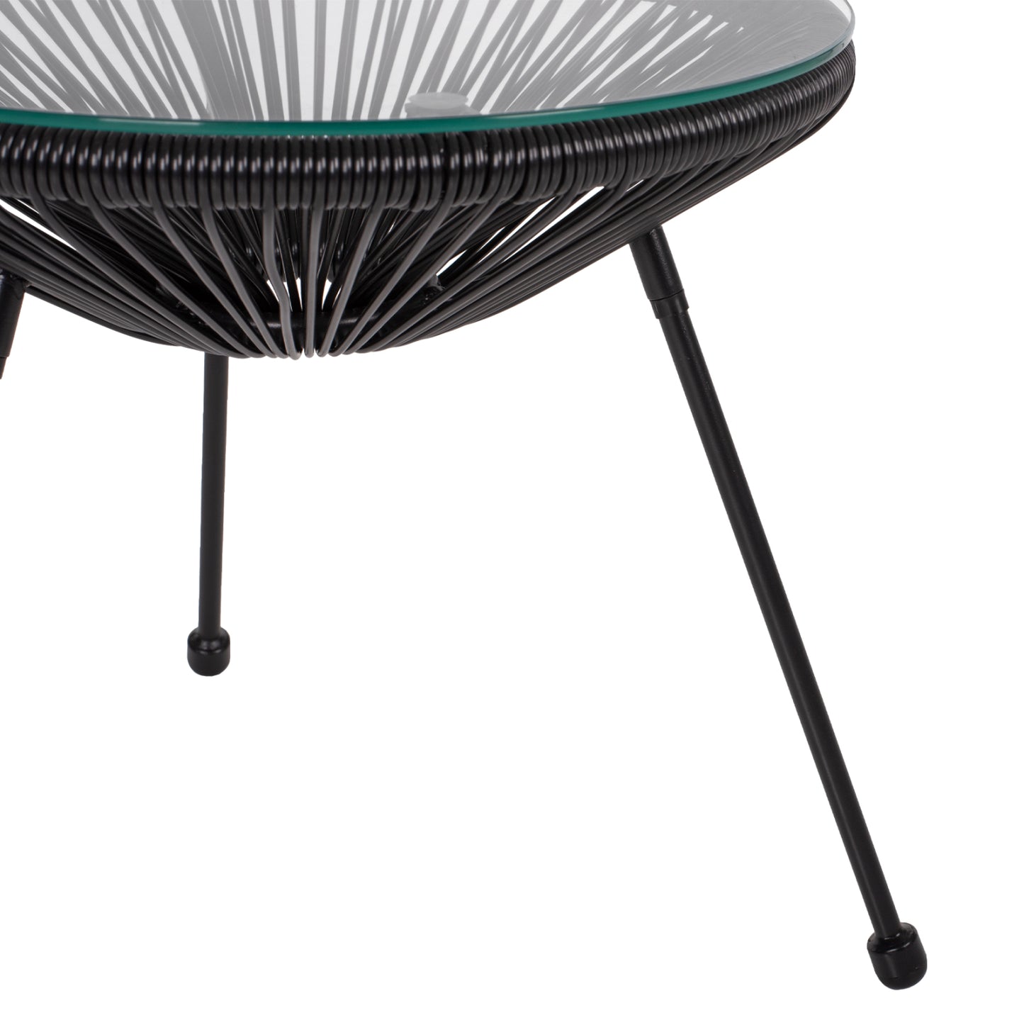 SIDE TABLE ALLEGRA PROFESSIONAL BLACK METAL AND BLACK RATTAN HM5874.01 D47x45Hcm.
