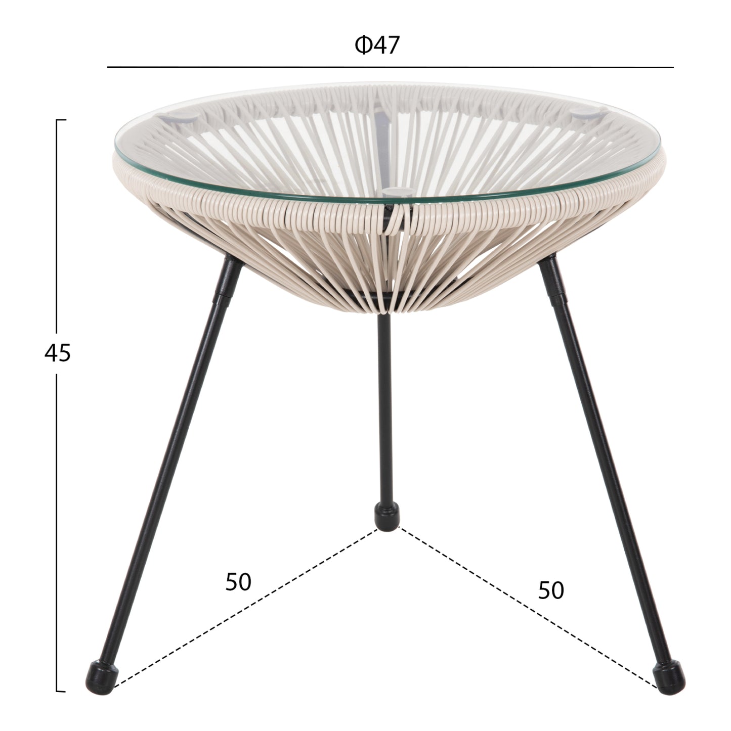 OUTDOOR COFFEE TABLE ALLEGRA HM5874.03 METAL IN BLACK- SYNTHETIC RATTAN IN BEIGE Φ47x45Hcm.