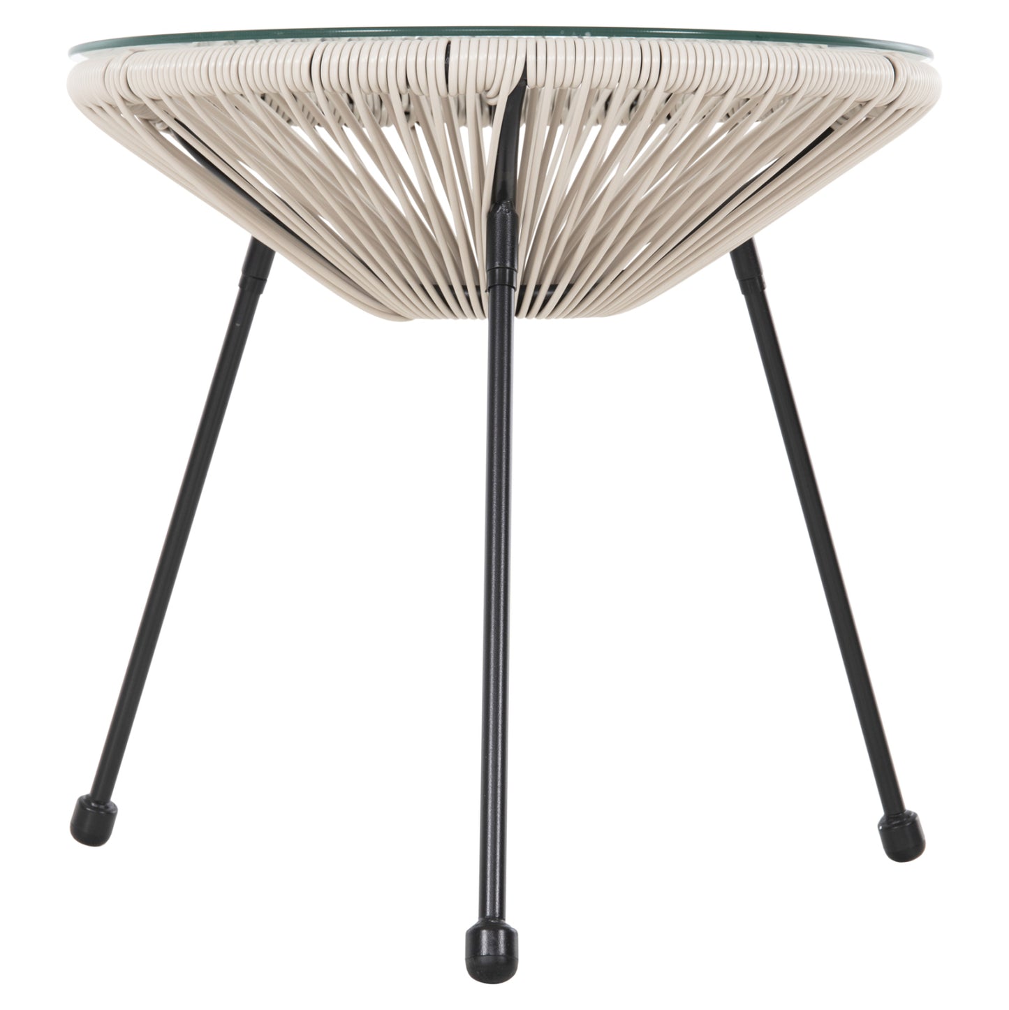 OUTDOOR COFFEE TABLE ALLEGRA HM5874.03 METAL IN BLACK- SYNTHETIC RATTAN IN BEIGE Φ47x45Hcm.