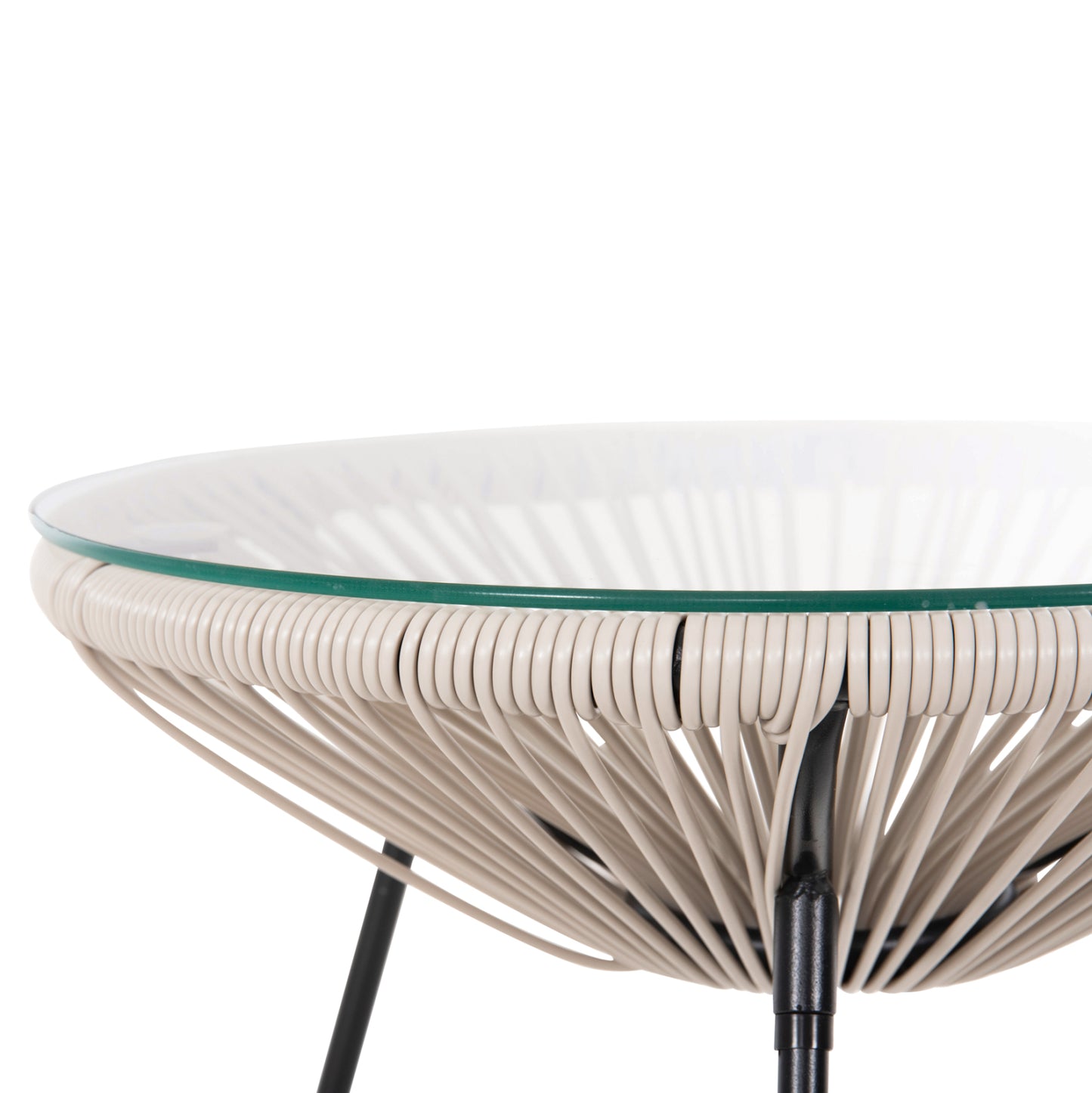 OUTDOOR COFFEE TABLE ALLEGRA HM5874.03 METAL IN BLACK- SYNTHETIC RATTAN IN BEIGE Φ47x45Hcm.