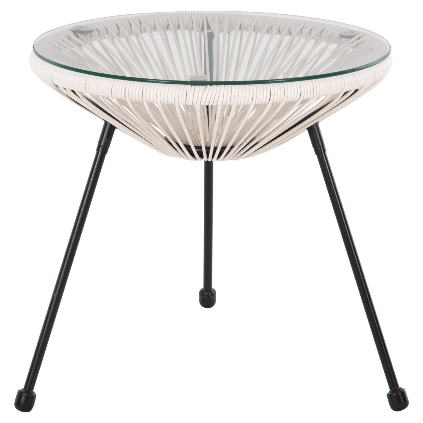 OUTDOOR COFFEE TABLE ALLEGRA HM5874.12 METAL IN BLACK- SYNTHETIC RATTAN IN WHITE Φ47x45Hcm. image 1