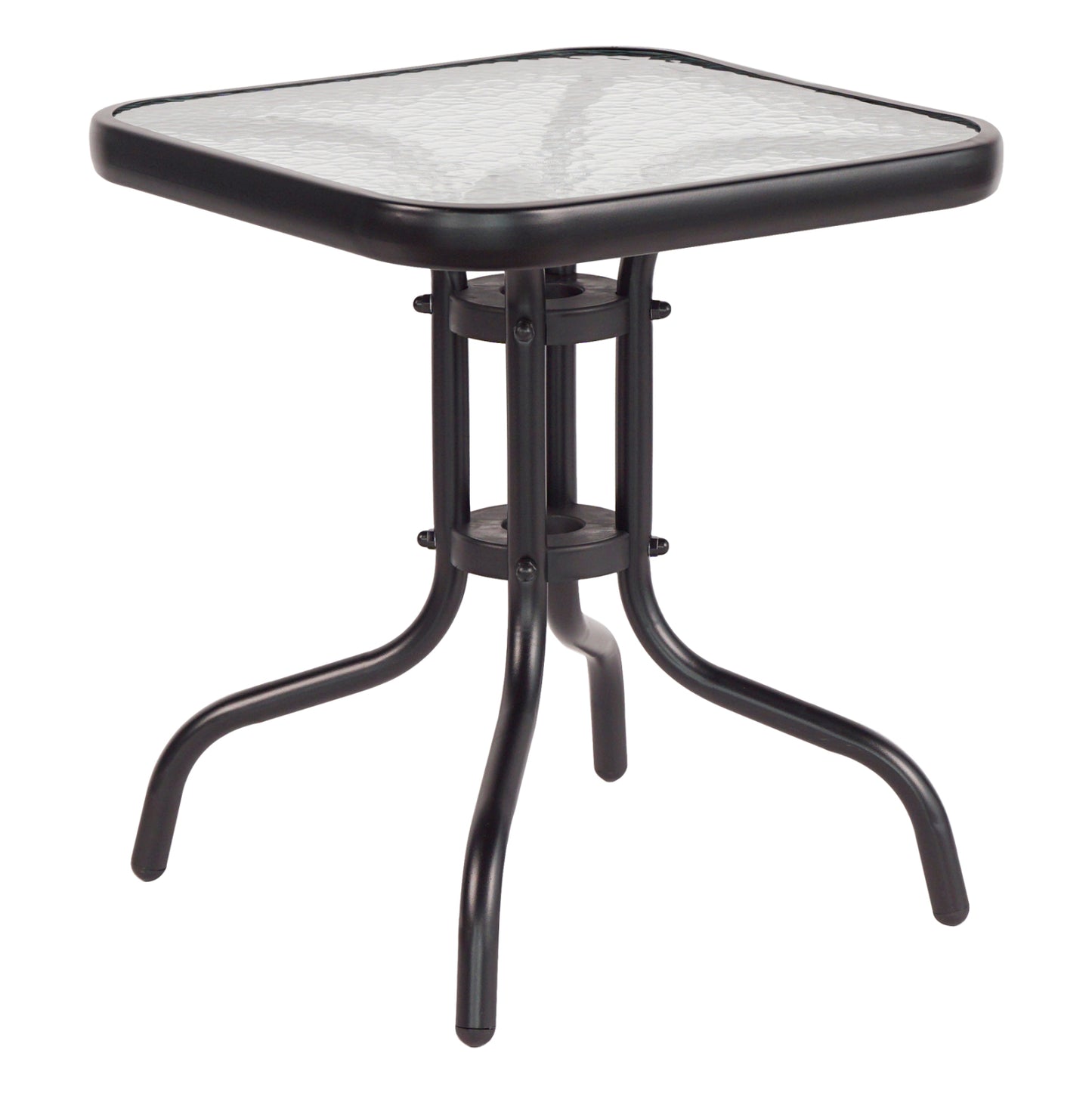 COFFEE TABLE FIGO HM6067.03 METAL IN BLACK-TEMPERED GLASS TOP 45x45x51Hcm. image 1
