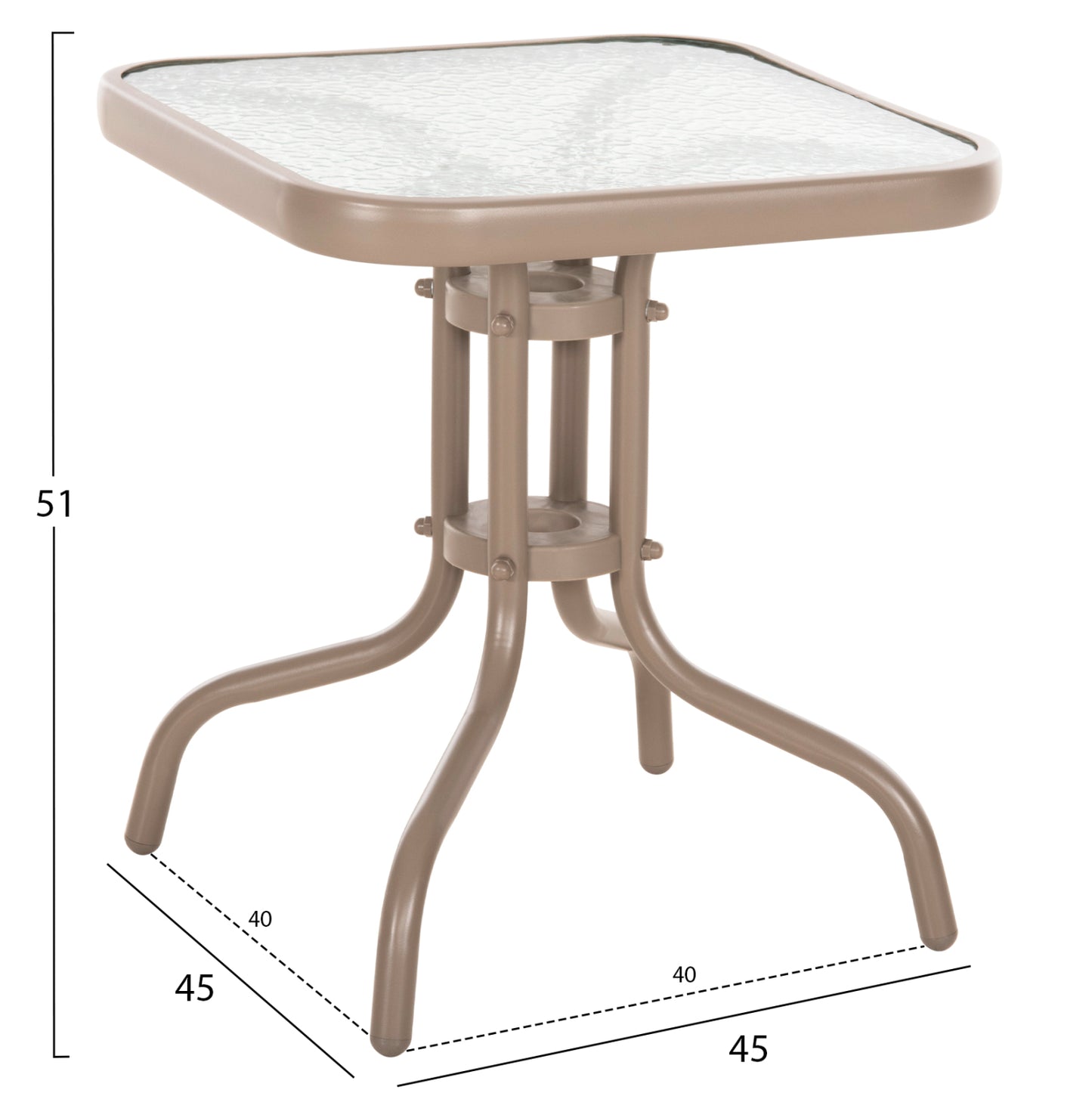 COFFEE TABLE FIGO HM6067.04 METAL IN CHAMPAGNE COLOR-TEMPERED GLASS TOP 45x45x51Hcm.