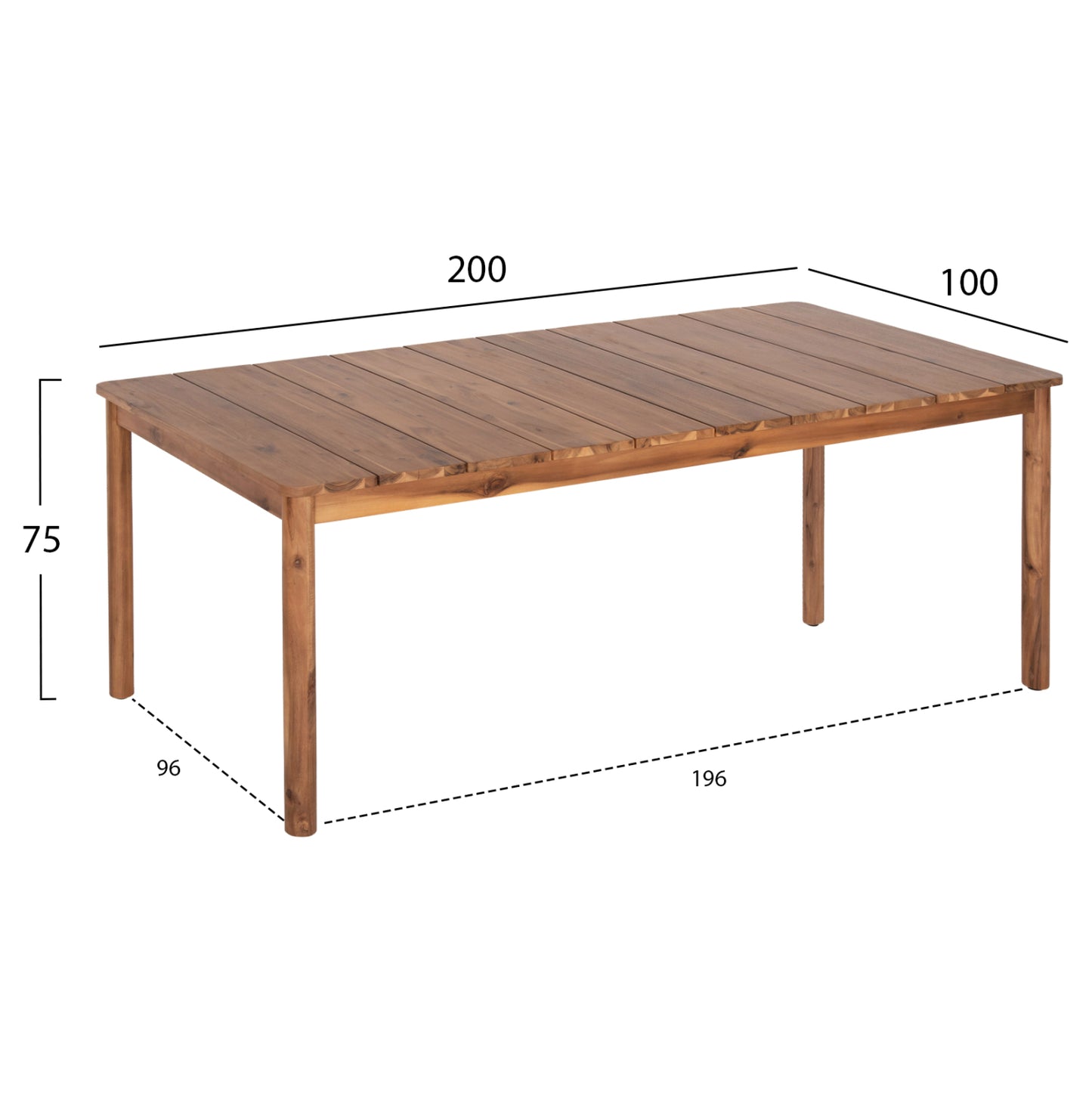 OUTDOOR DINING TABLE NAVANT HM6136 SOLID ACACIA WOOD-NATURAL COLOR 200x100x75Hcm.