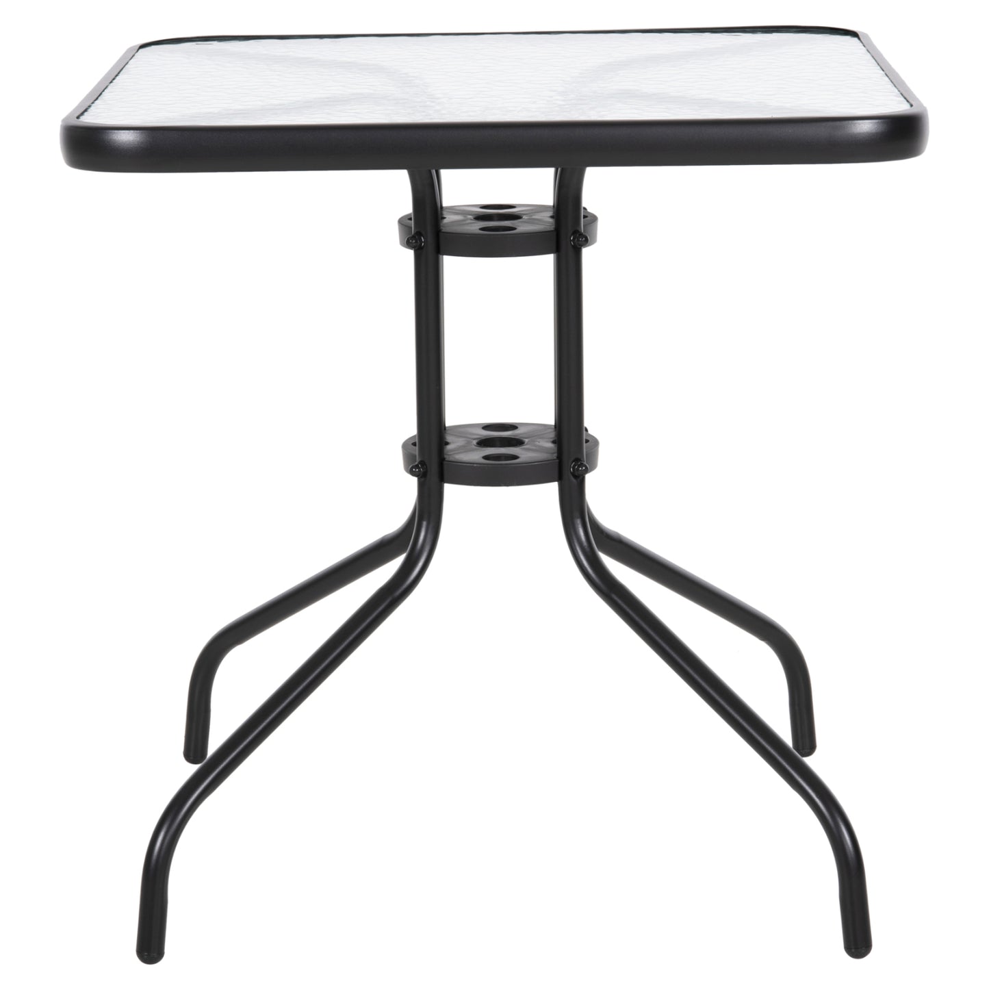 OUTDOOR TABLE SQUARE FIGO HM5036.03 BLACK METAL-GLASS TABLETOP 70Χ70Χ70Hcm