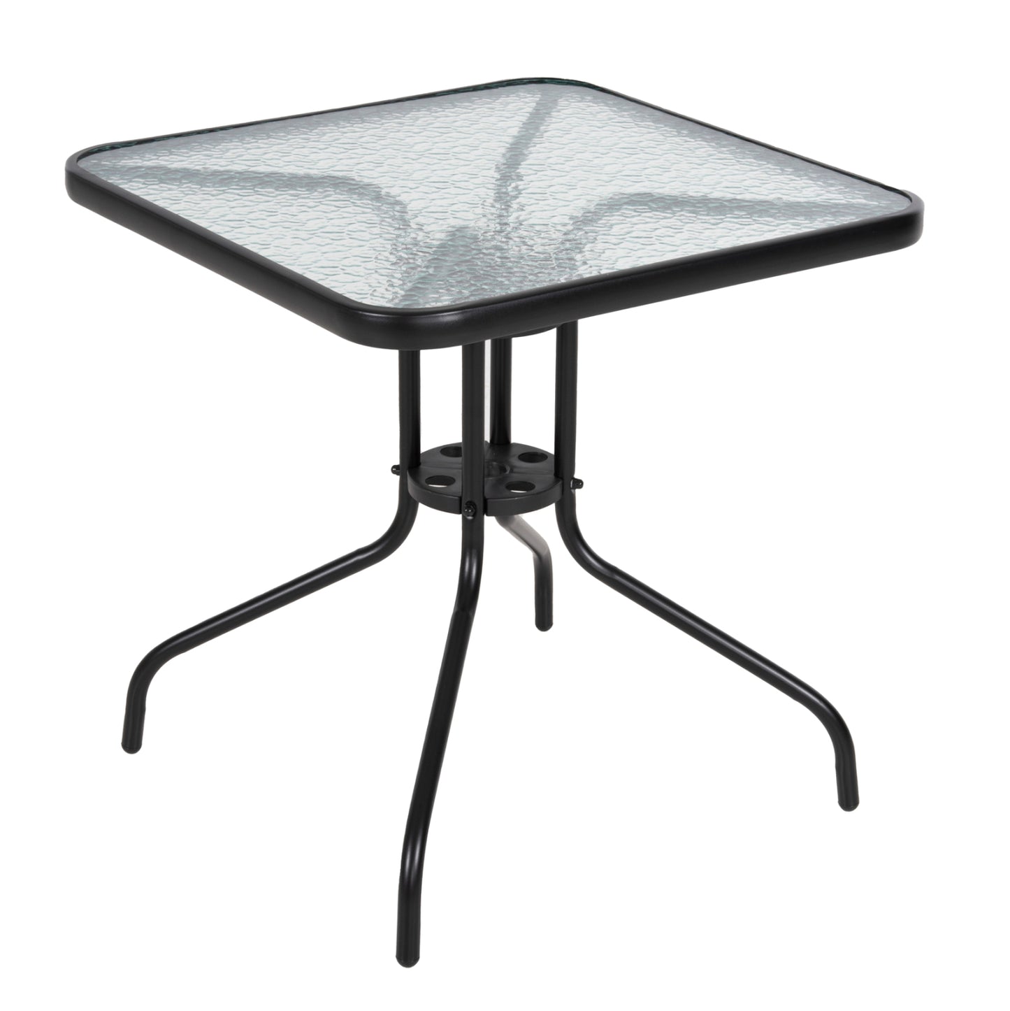 OUTDOOR TABLE SQUARE FIGO HM5036.03 BLACK METAL-GLASS TABLETOP 70Χ70Χ70Hcm image 1
