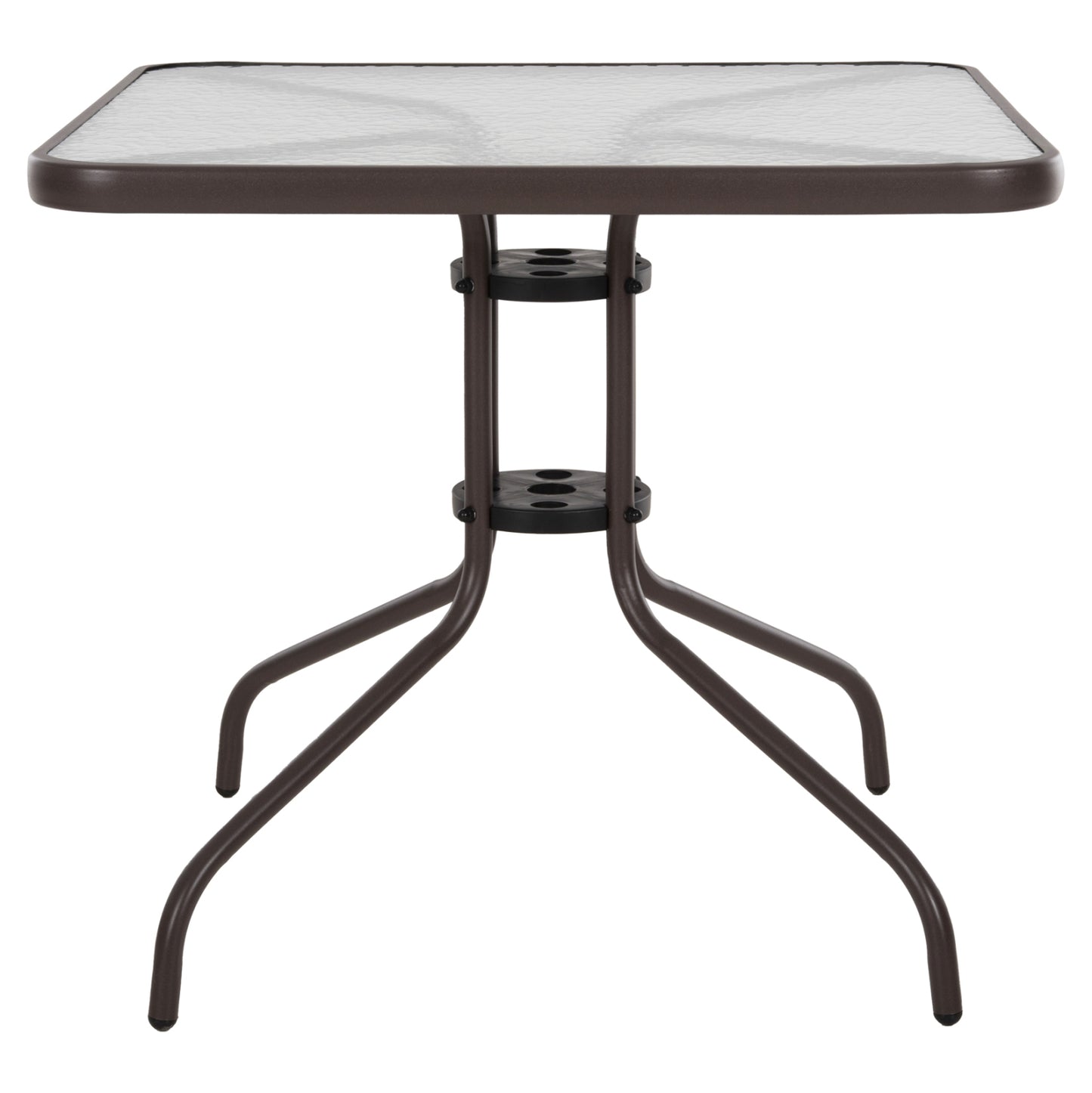 OUTDOOR TABLE SQUARE FIGO HM5972.02 BROWN METAL-GLASS TABLETOP 80Χ80Χ71Hcm