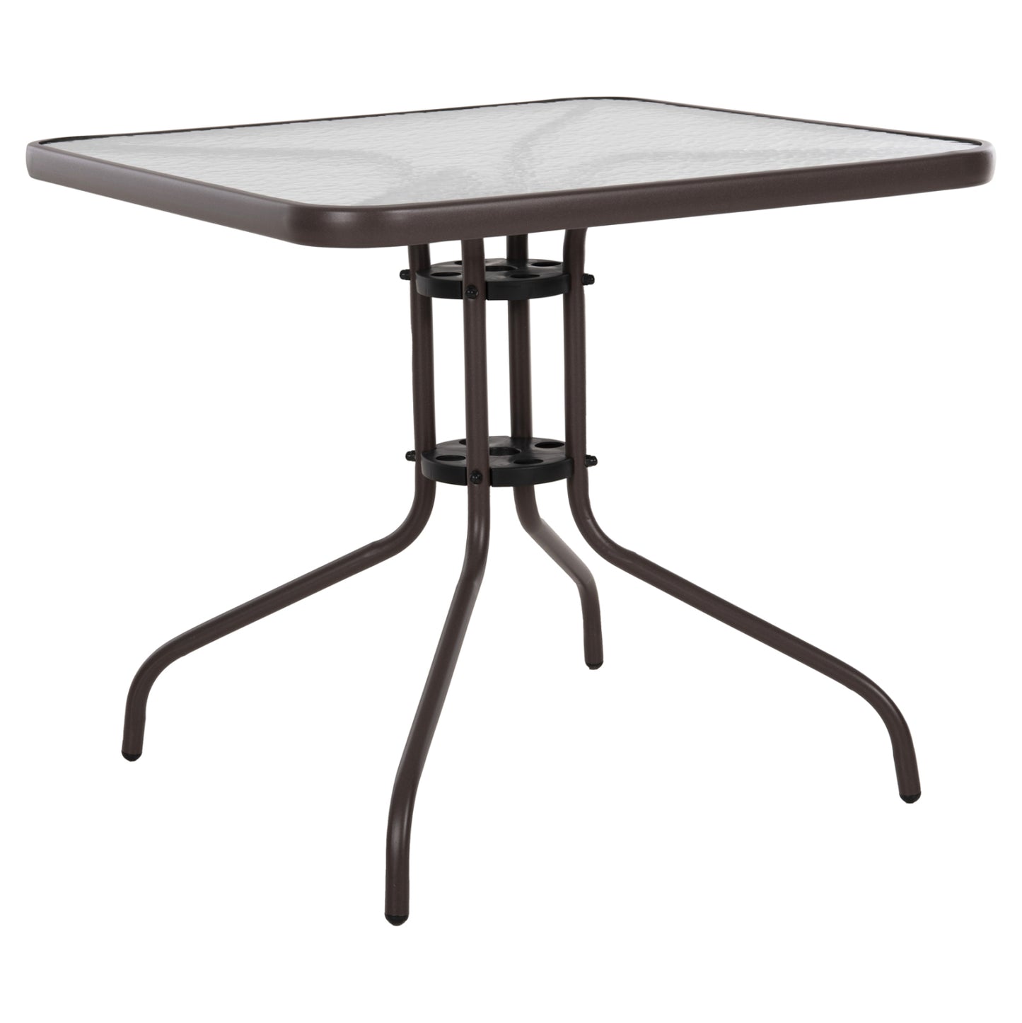 OUTDOOR TABLE SQUARE FIGO HM5972.02 BROWN METAL-GLASS TABLETOP 80Χ80Χ71Hcm image 1