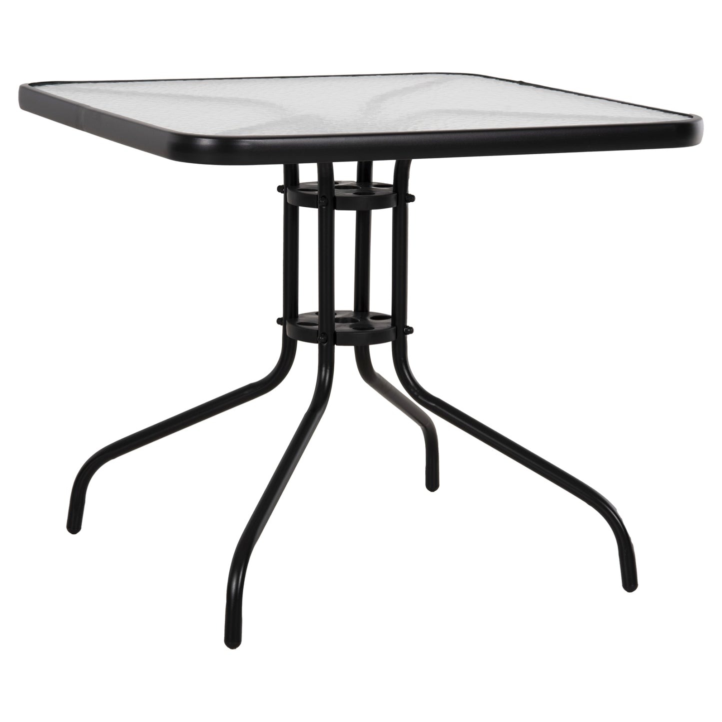 OUTDOOR TABLE SQUARE FIGO HM5972.03 BLACK METAL-GLASS TABLETOP 80Χ80Χ71Hcm image 1