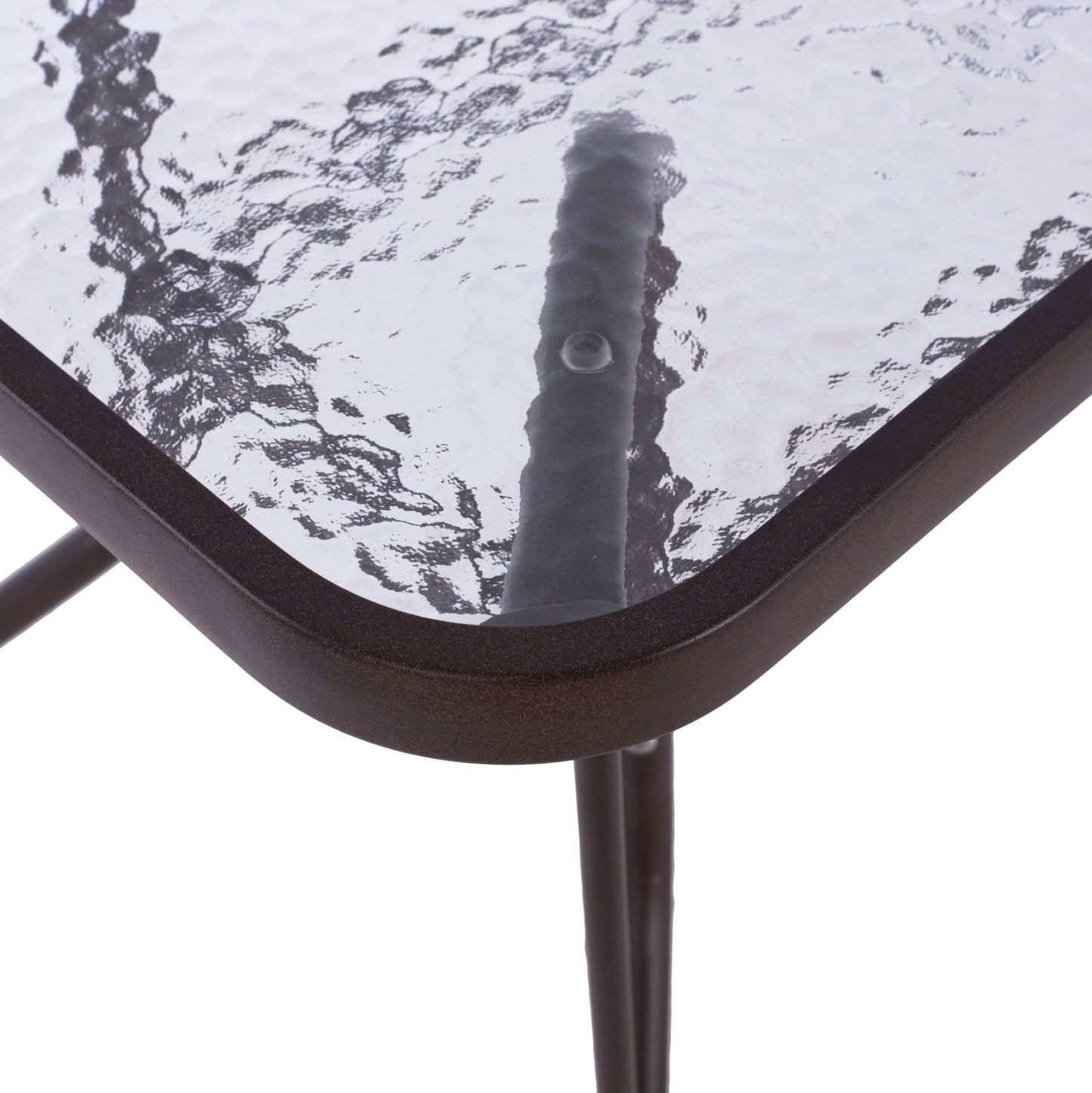 OUTDOOR METALLIC TABLE ADAM HM5020.02 BROWN WITH REINFORCED GLASS TOP 110Χ60Χ71Hcm.