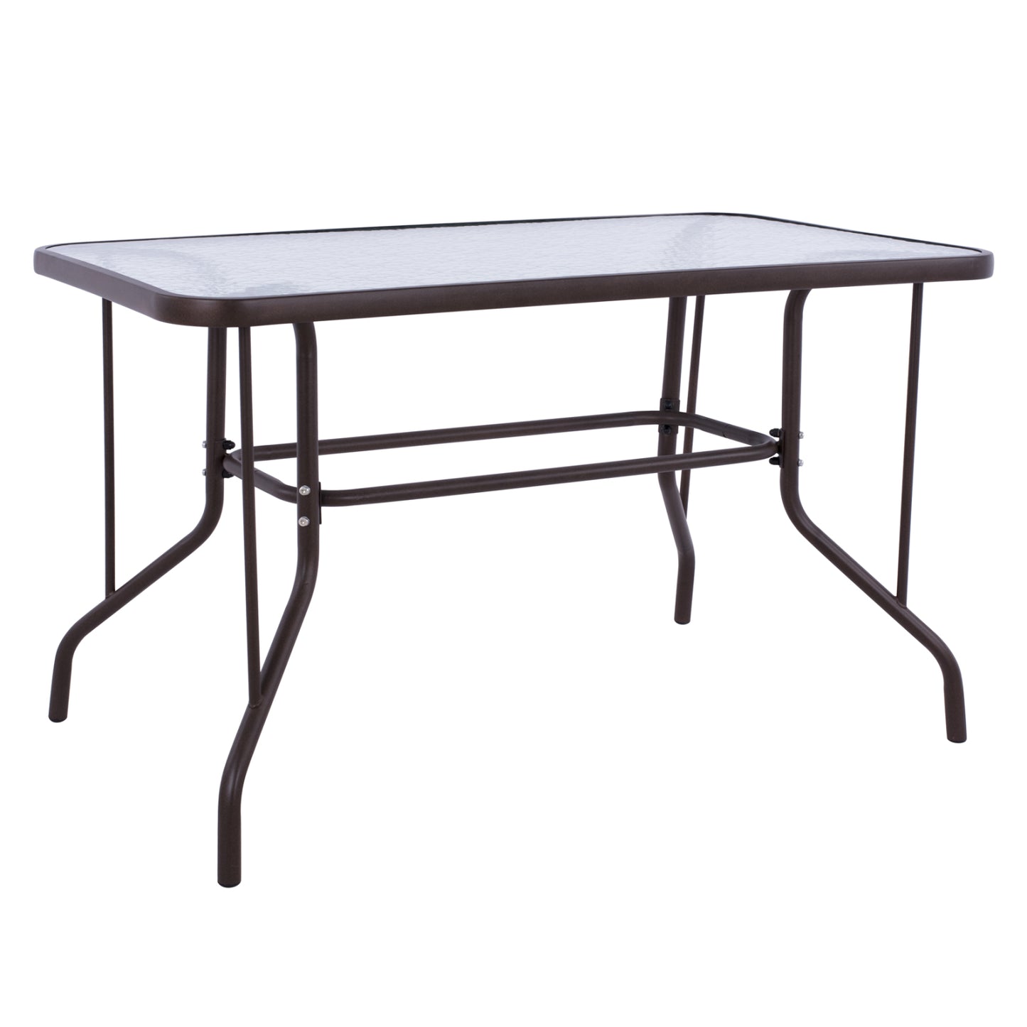 OUTDOOR METALLIC TABLE ADAM HM5020.02 BROWN WITH REINFORCED GLASS TOP 110Χ60Χ71Hcm. image 1