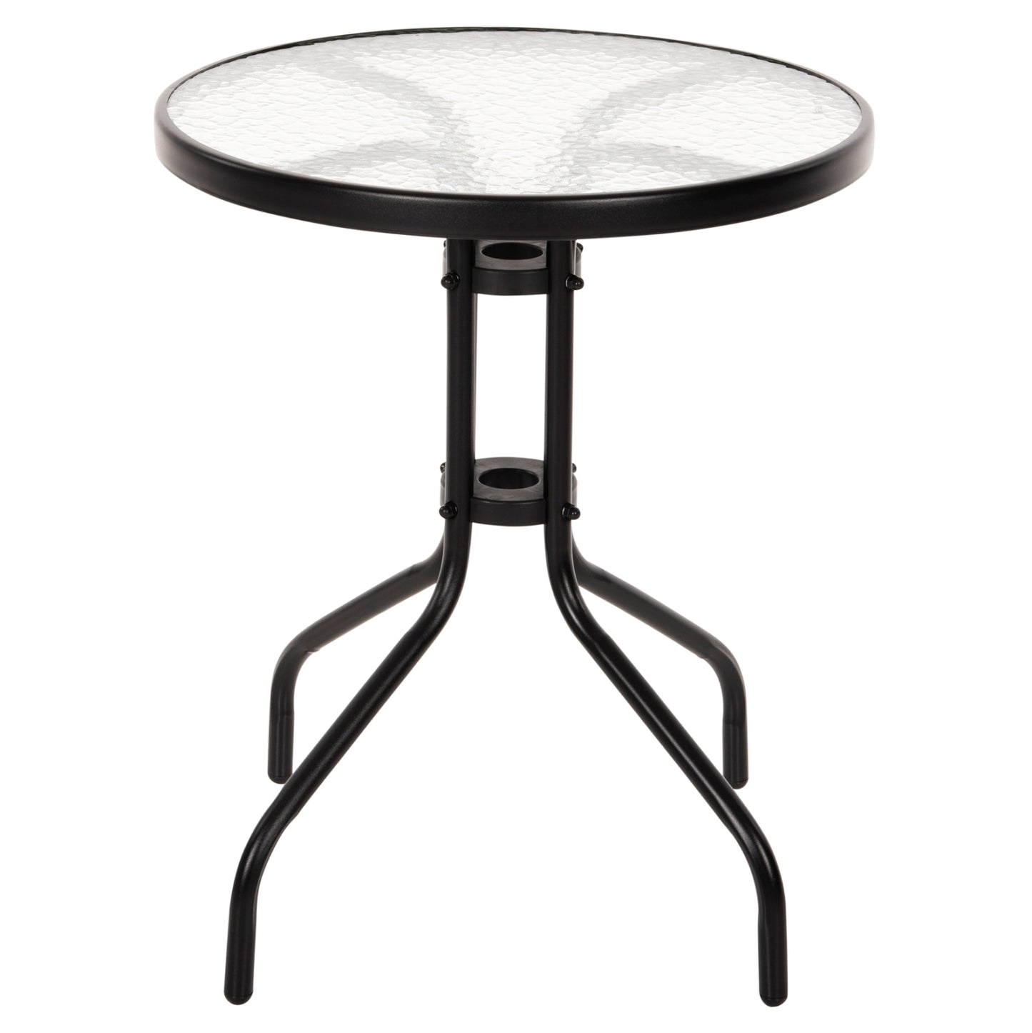 TABLE LIMA HM5079.03 METAL BLACK WITH TEMPERED GLASS TOP Φ60x68Hcm.