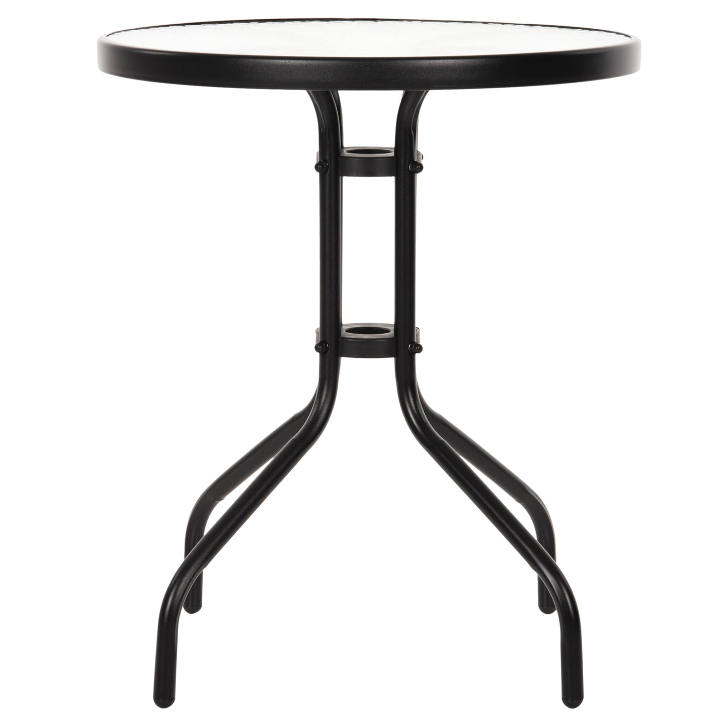 TABLE LIMA HM5079.03 METAL BLACK WITH TEMPERED GLASS TOP Φ60x68Hcm.