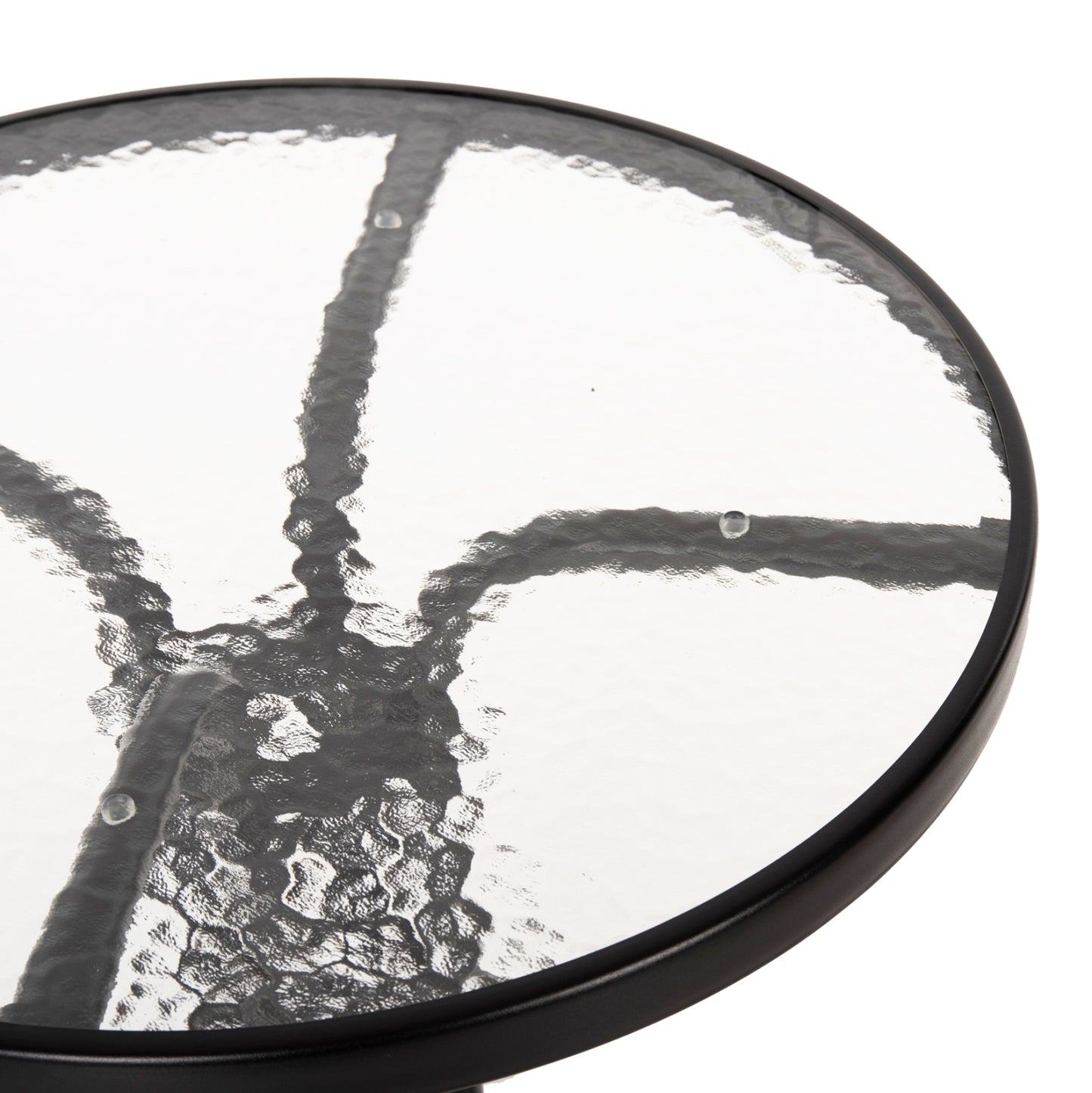 TABLE LIMA HM5079.03 METAL BLACK WITH TEMPERED GLASS TOP Φ60x68Hcm.