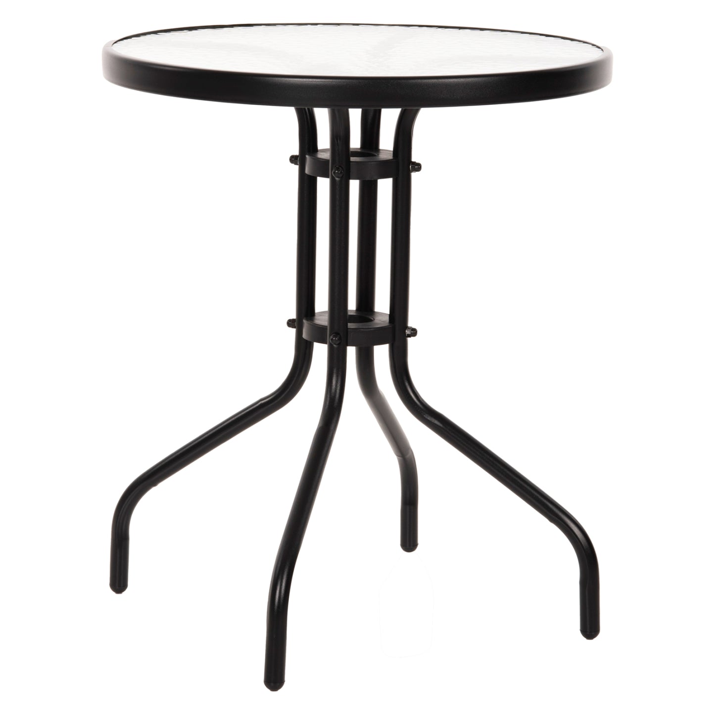 TABLE LIMA HM5079.03 METAL BLACK WITH TEMPERED GLASS TOP Φ60x68Hcm. image 1