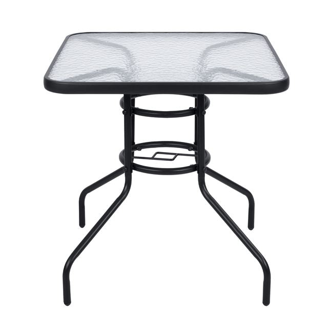 OUTDOOR TABLE SQUARE FIGO HM5036.01 GREY METAL-GLASS TABLETOP 70Χ70Χ72Hcm