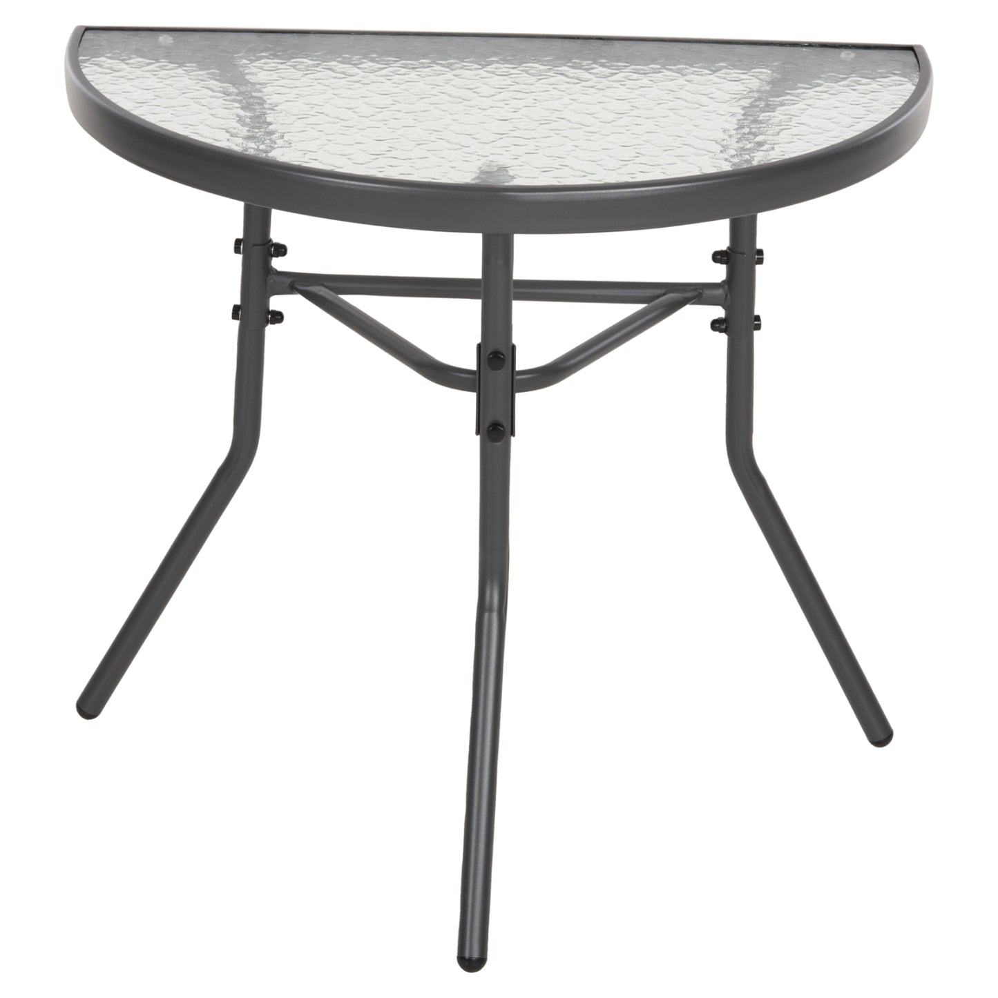 SEMICIRCULAR TABLE LIMA HM5967.01 METAL IN GREY WITH GLASS TOP 70x40x64,5Hcm.