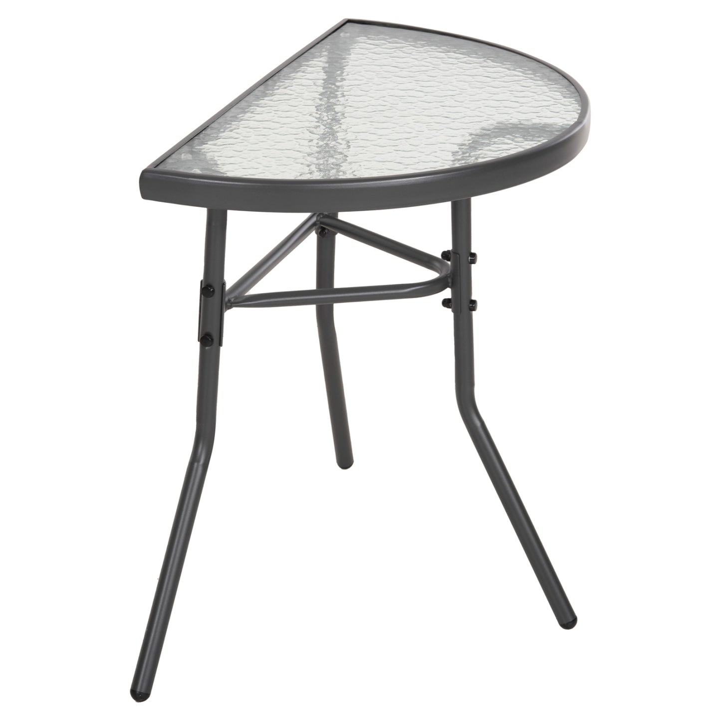 SEMICIRCULAR TABLE LIMA HM5967.01 METAL IN GREY WITH GLASS TOP 70x40x64,5Hcm. image 1