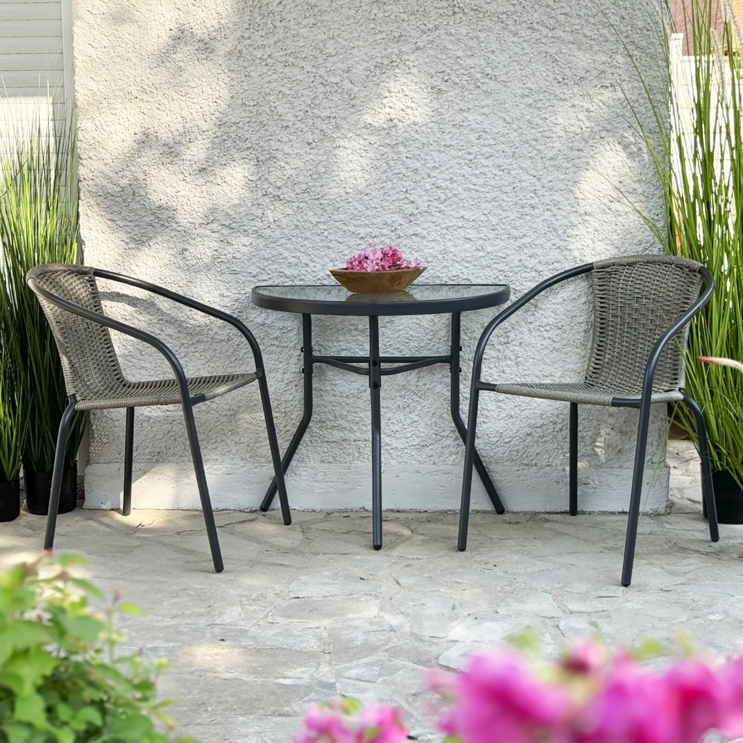 SEMICIRCULAR TABLE LIMA HM5967.02 METAL IN BROWN WITH GLASS TOP 70x40x64,5Hcm.