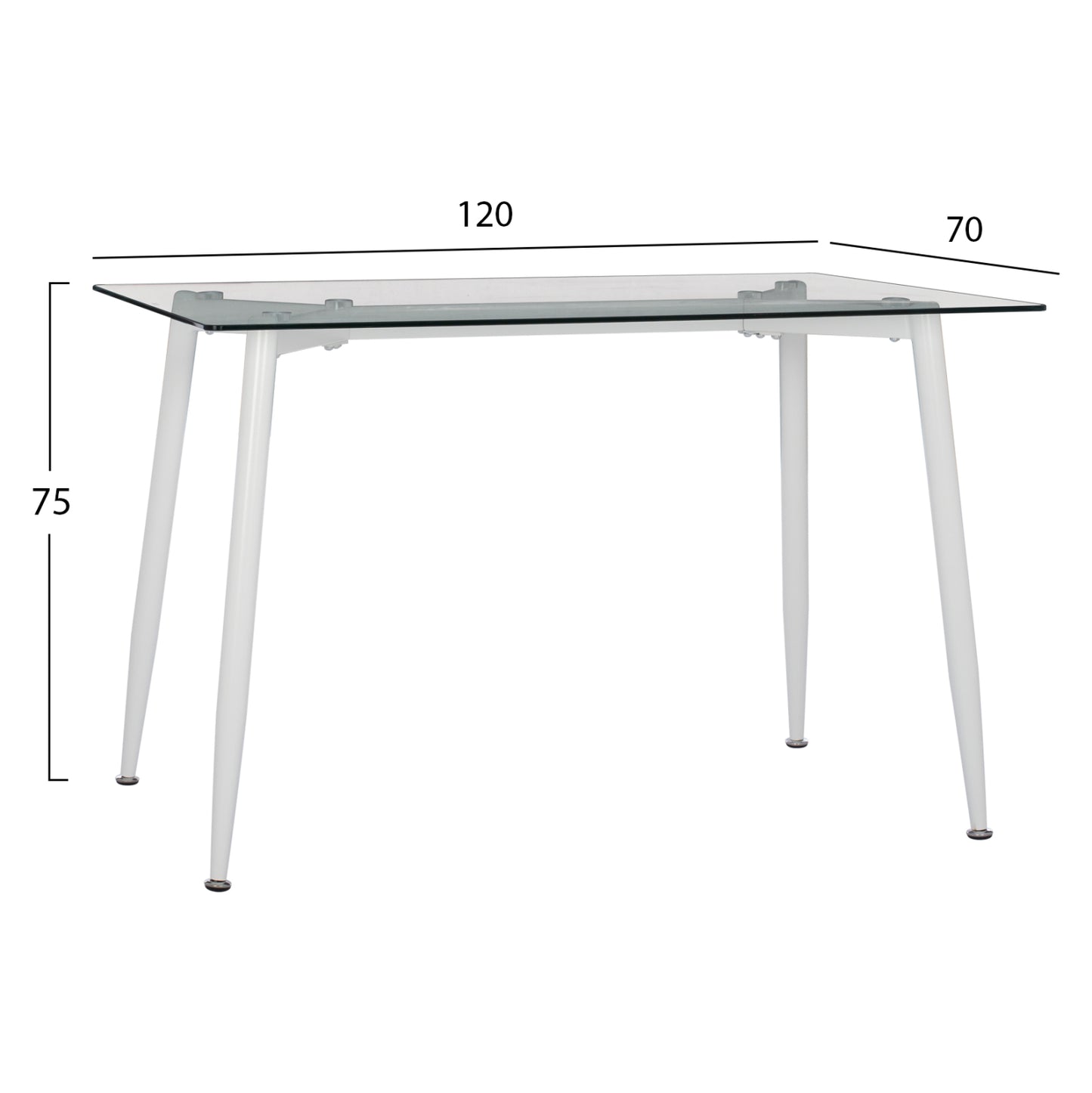Бяла Маса с Метални Крака и Стъклен Топ 120X70X75H