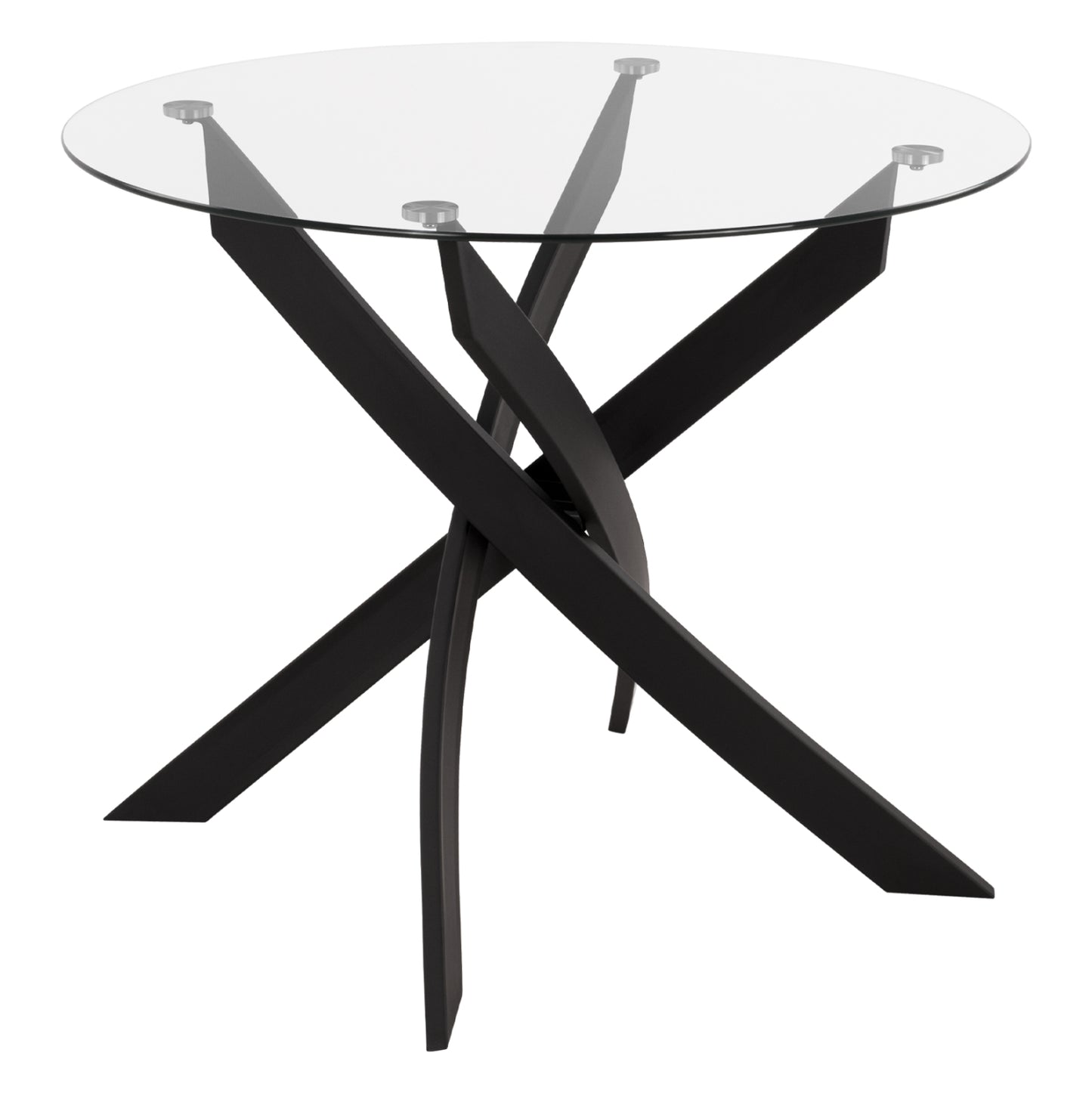 Dining Table Round JAFARU Metallic Black Tempered Glass Φ90x75Hcm HM8499.01 image 1