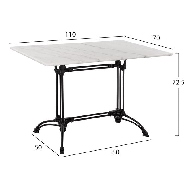 Table with 2 legs Base from cast iron HM5612 with marble 110x70