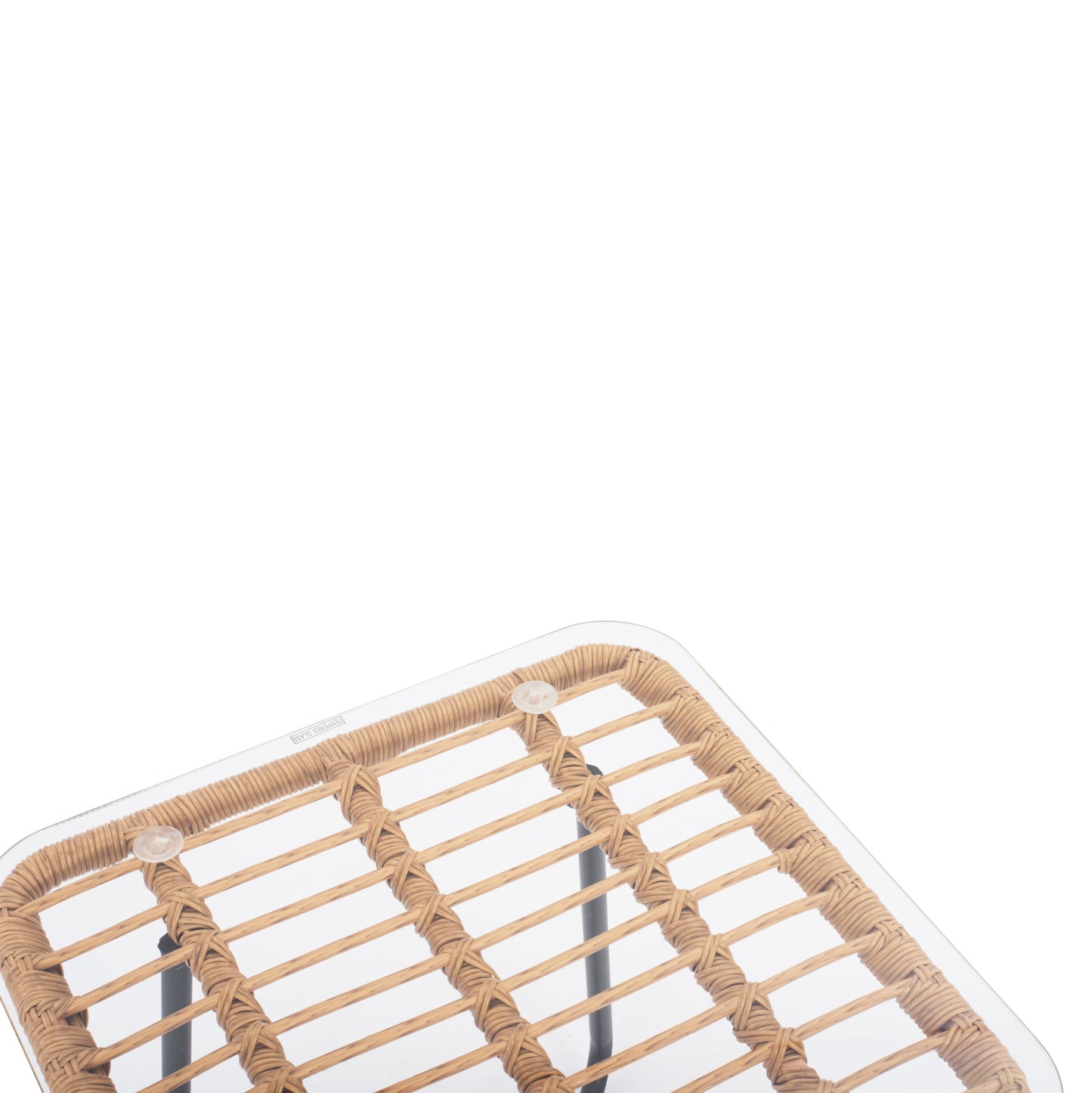 Metallic table HM5717 with wicker beige 50x50x48.5cm
