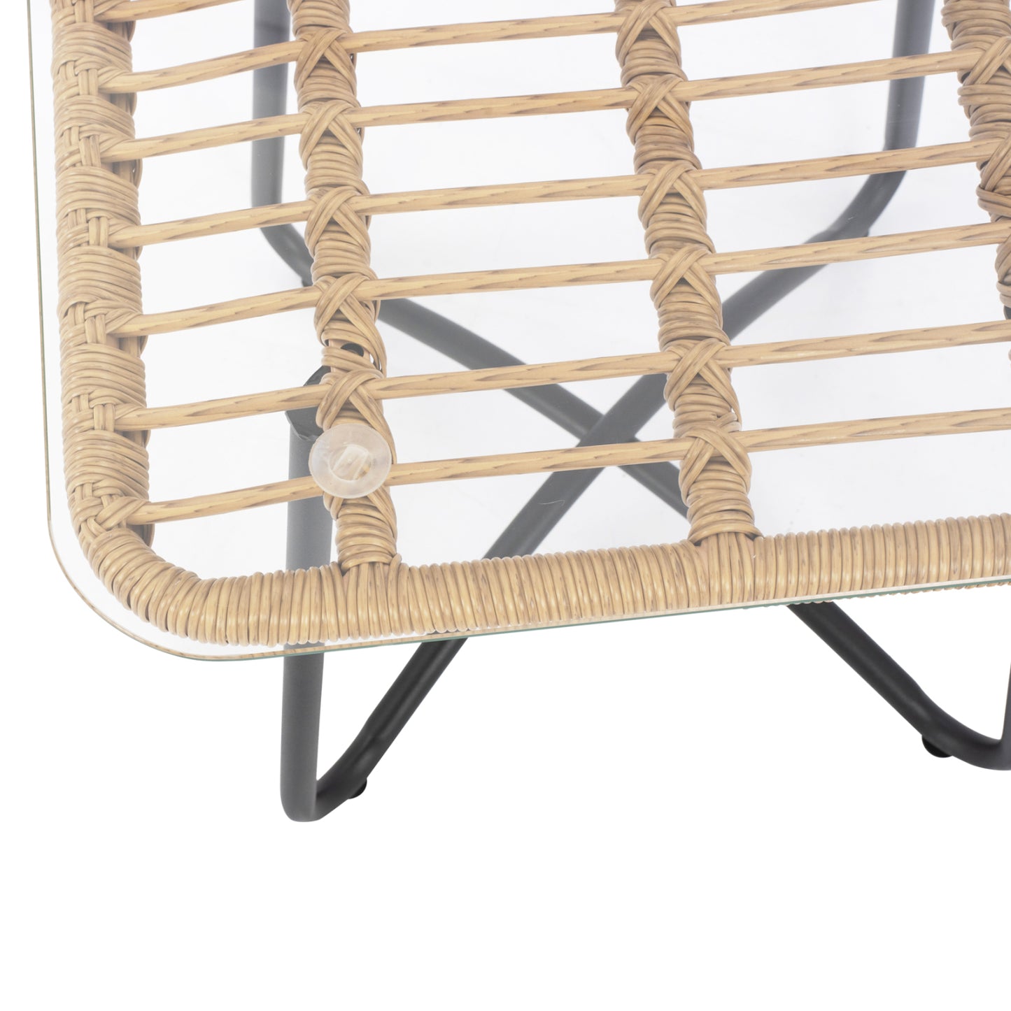 Metallic table HM5717 with wicker beige 50x50x48.5cm