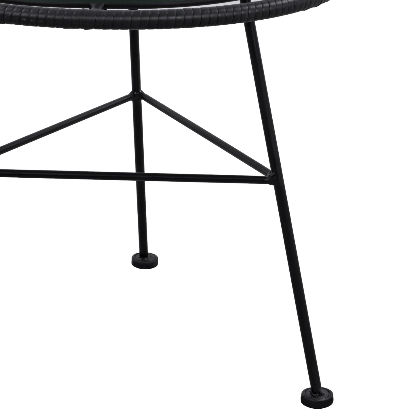 Metallic table Allegra with Wicker in Black color and glass HM5459.02 ''45x46cm