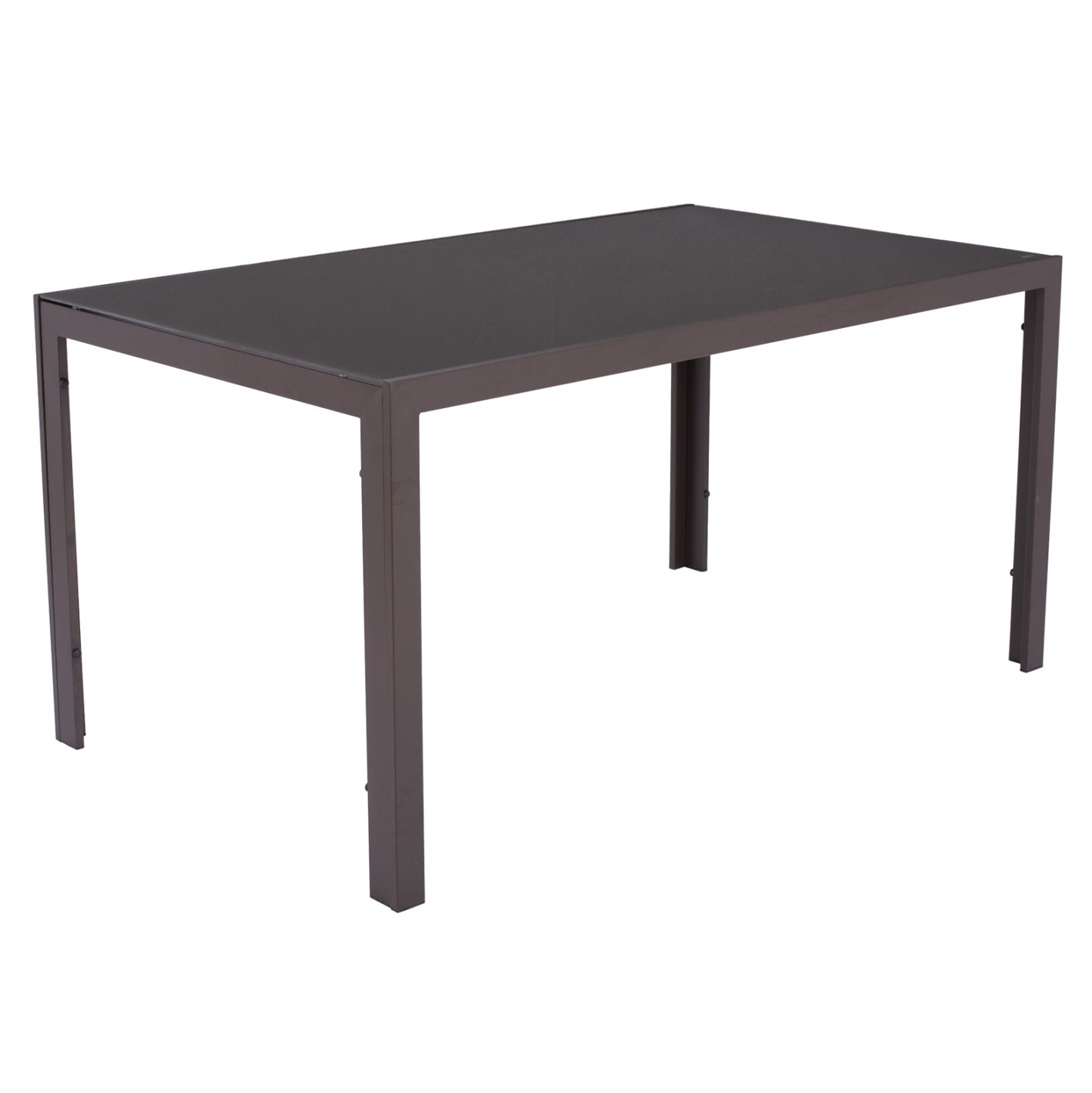METALLIC TABLE IN BROWN WITH BROWN GLASS 150X90X75cm HM5767.02