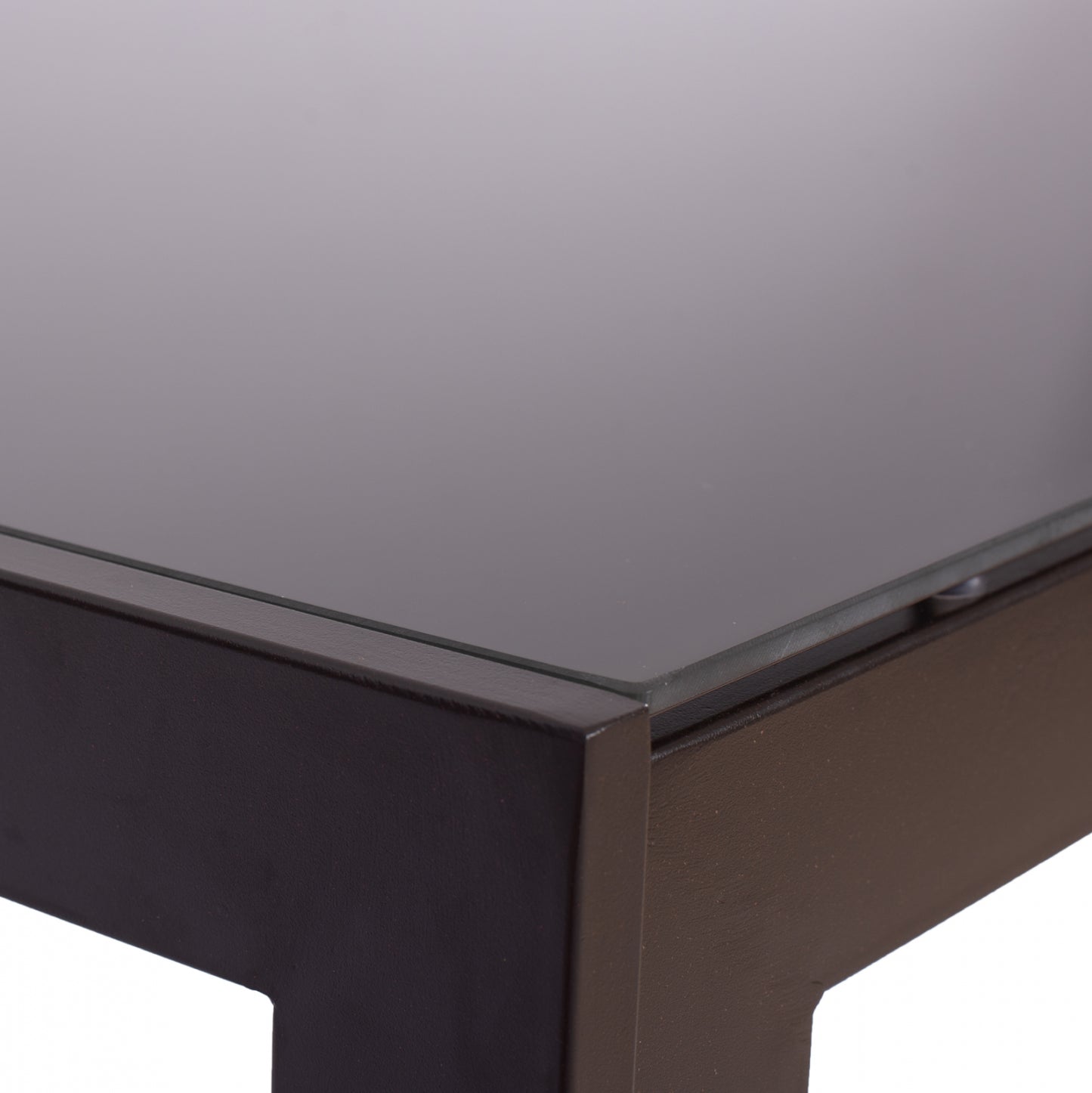 METALLIC TABLE IN BROWN WITH BROWN GLASS 150X90X75cm HM5767.02