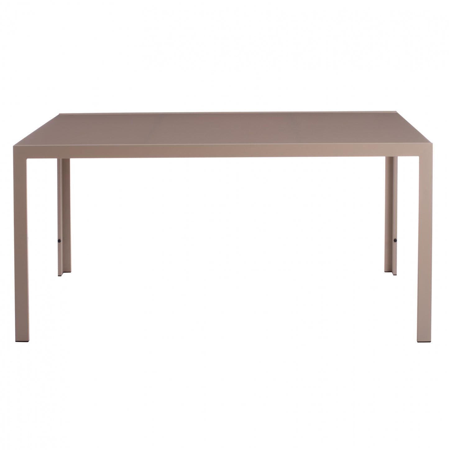 METALLIC RECTANGULAR TABLE IN CAPPUCCINO WITH GLASS 150X90Χ75cm. HM5767.04