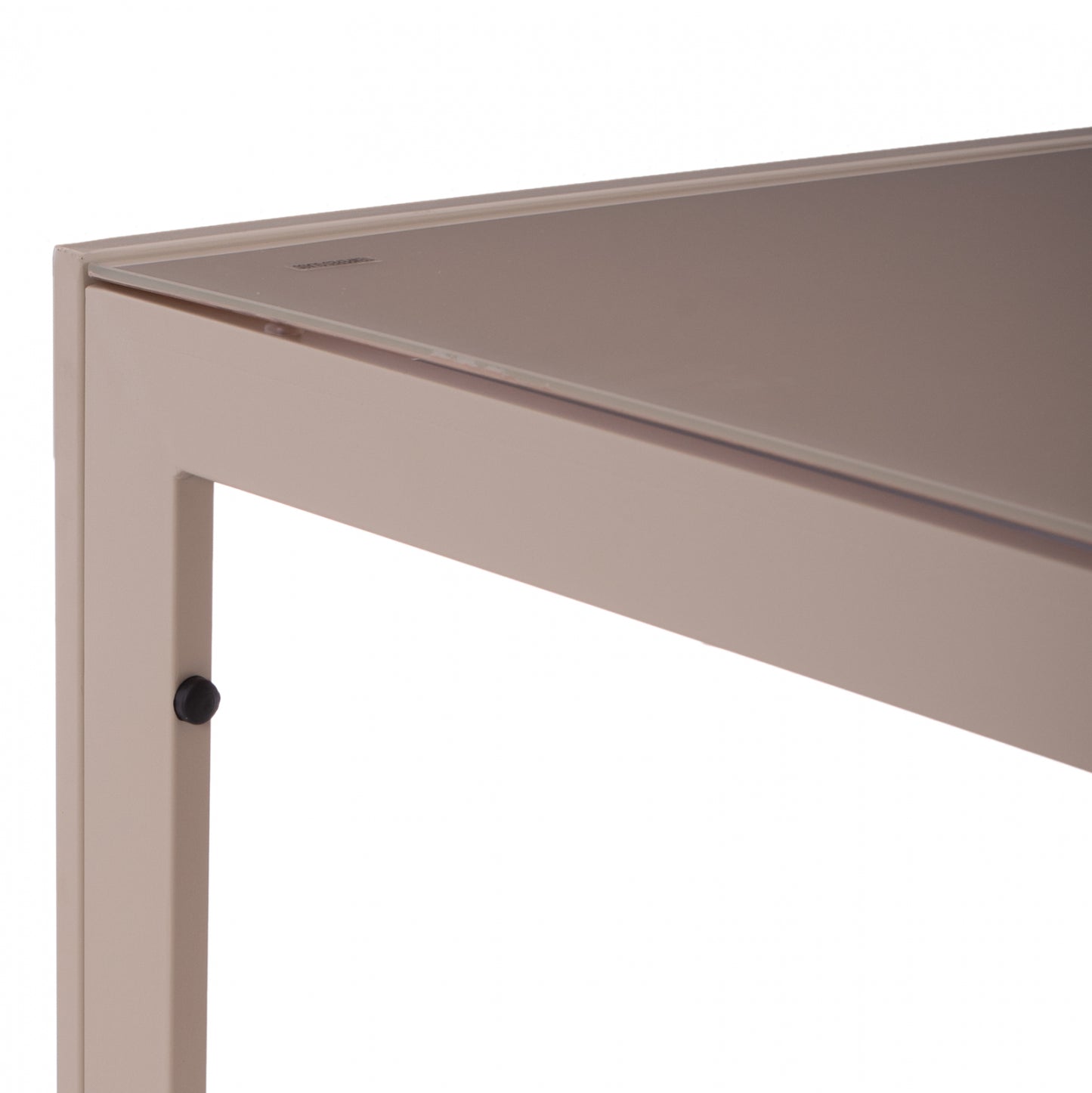 METALLIC RECTANGULAR TABLE IN CAPPUCCINO WITH GLASS 150X90Χ75cm. HM5767.04