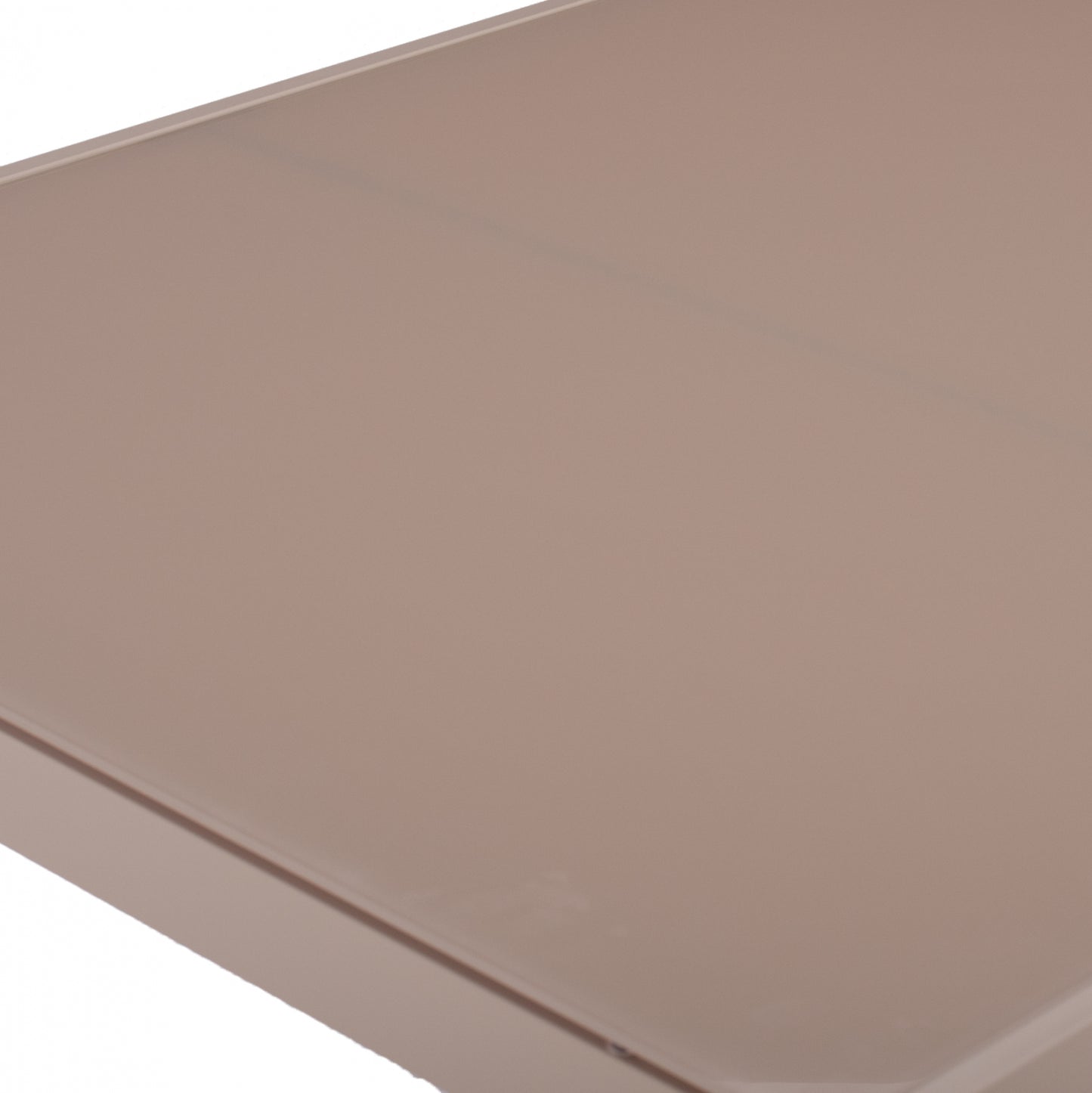 METALLIC RECTANGULAR TABLE IN CAPPUCCINO WITH GLASS 150X90Χ75cm. HM5767.04