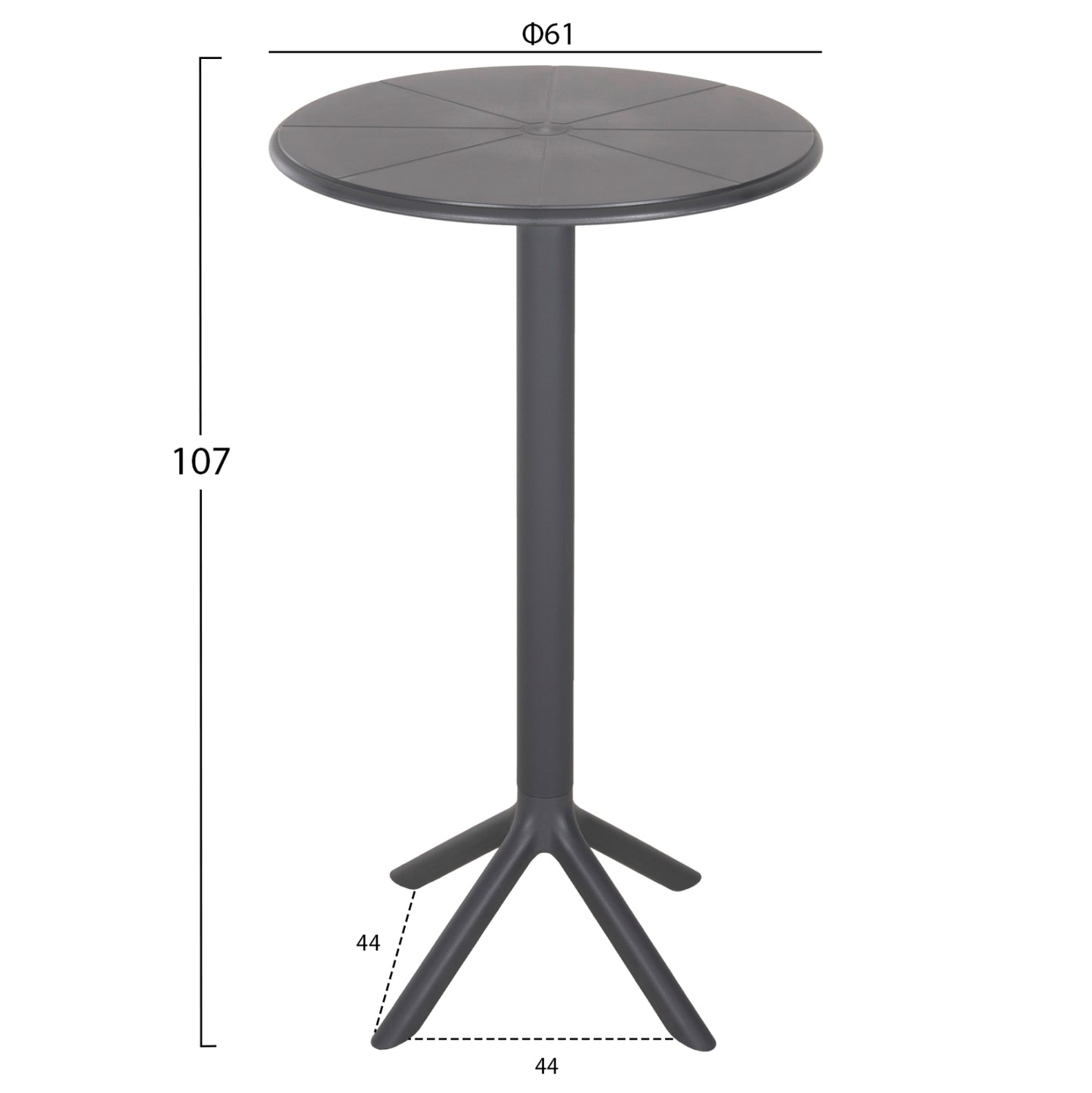 BAR TABLE ROUND TERRIN HM6126.20 POLYPROPYLENE GREY Φ60x106Hcm.