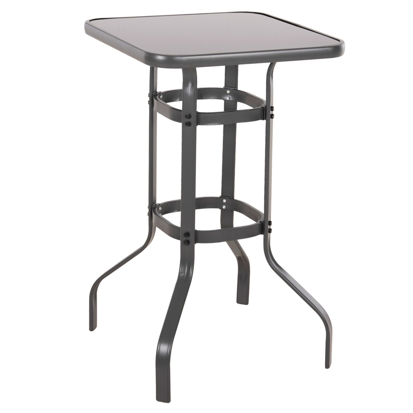 BAR TABLE SQUARE FIGGY HM6066.01 METALLIC GREY-TEMPERED GLASS 60x60x100Hcm. image 1