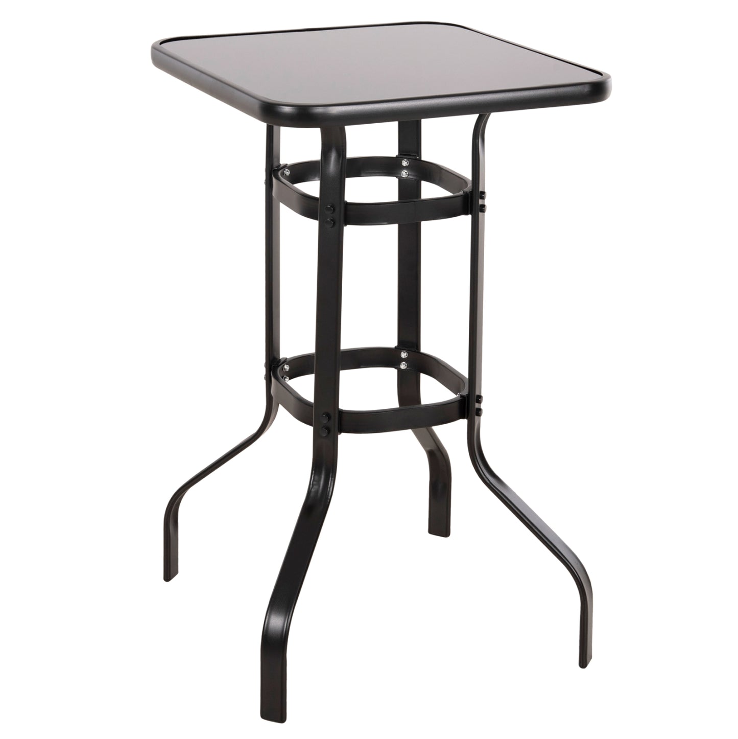 BAR TABLE SQUARE FIGGY HM6066.03 METALLIC BLACK-TEMPERED GLASS 60x60x100Hcm. image 1
