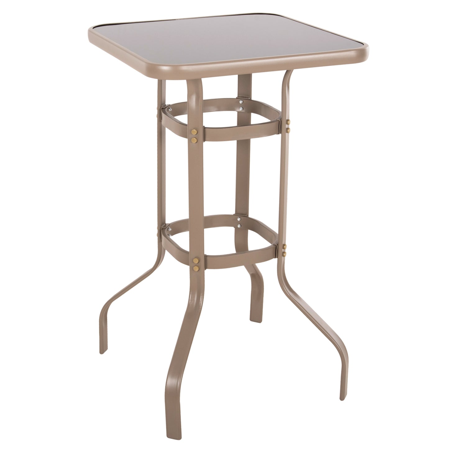 BAR TABLE SQUARE FIGGY HM6066.04 METALLIC CHAMPAGNE-COLORED-TEMPERED GLASS 60x60x100Hcm. image 1