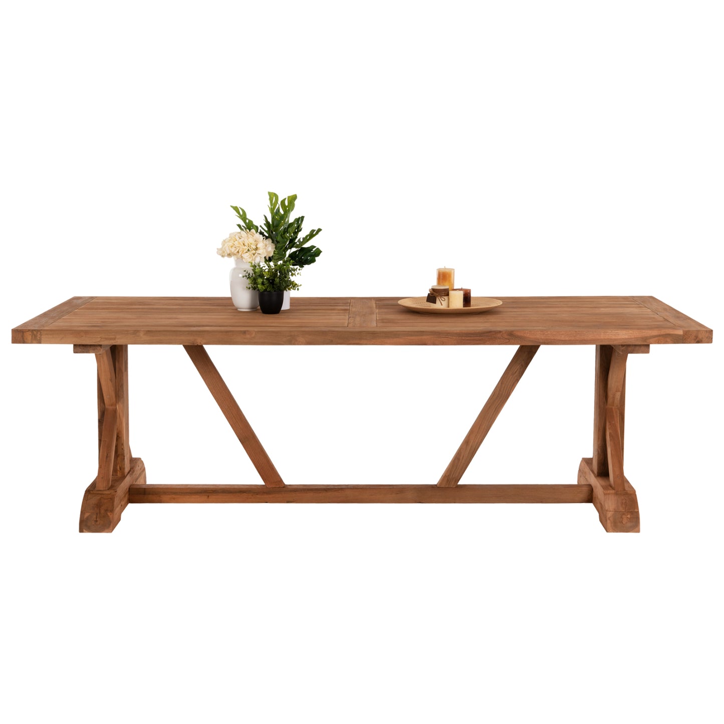 Външна трапезна маса от рециклиран тиково дърво 240x100x75Hcm