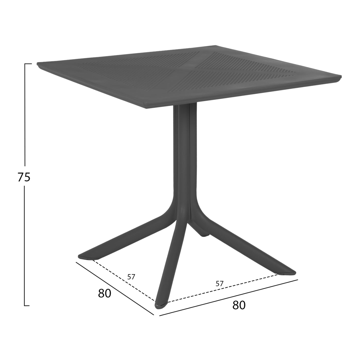 OUTDOOR POLYPROPYLENE SQUARE TABLE LUNAR HM5930.20 GREY 80x80x75Hcm.