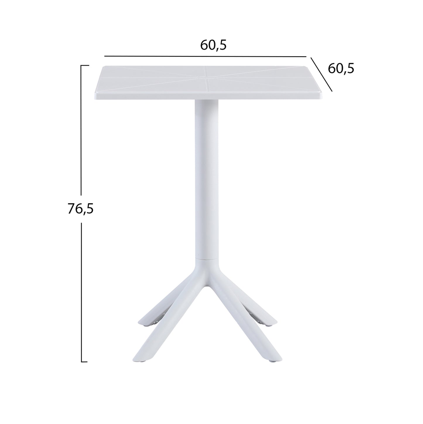 SQUARE POLYPROPYLENE TABLE TERRIN HM6125.11 WHITE 60,5x60,5x76,5Hcm.