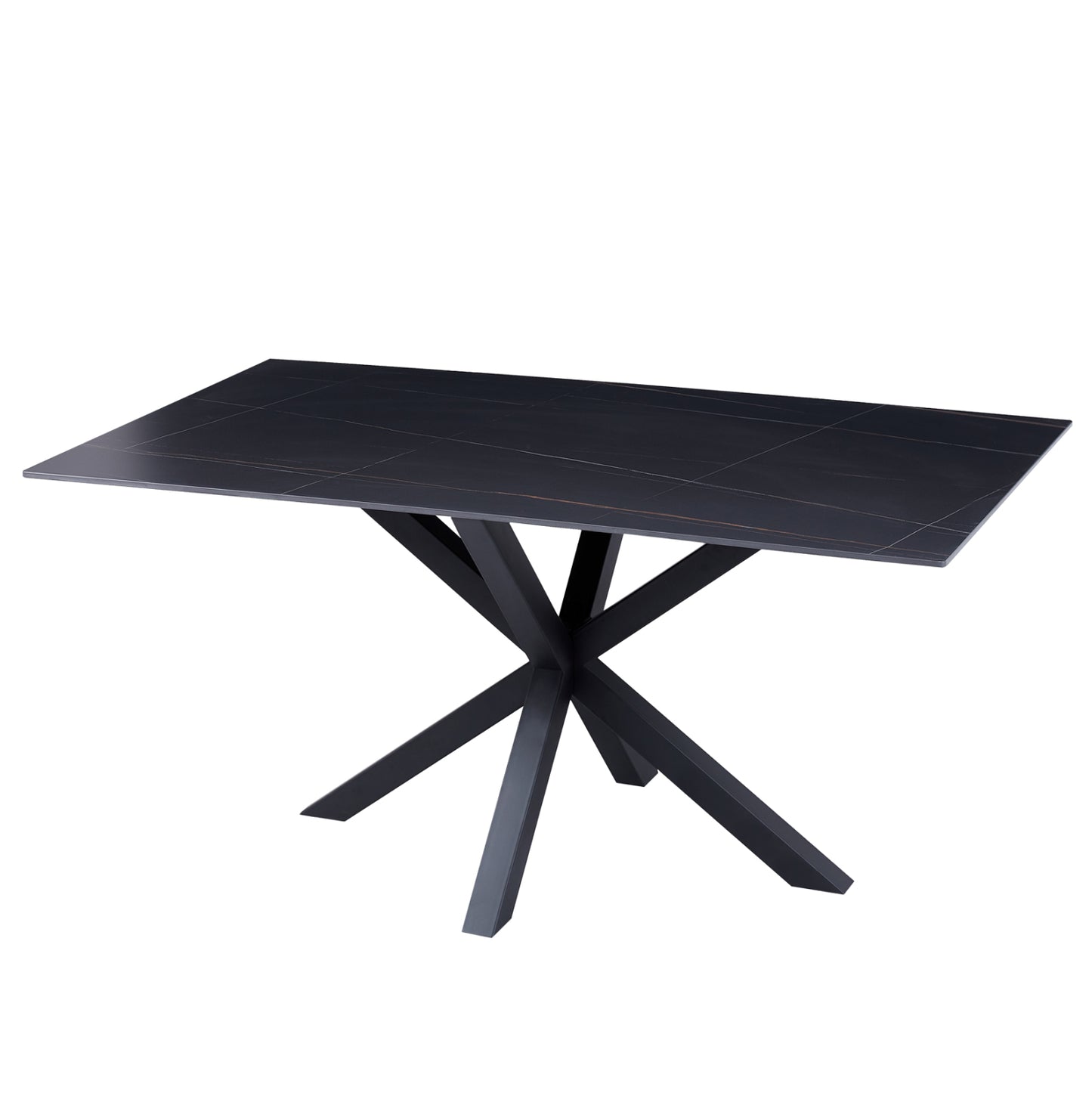 COFFEE TABLE HM9470.04 BLACK MARBLE SINTERED STONE TOP-BLACK METAL BASE 120x60x45,5Hcm. image 1