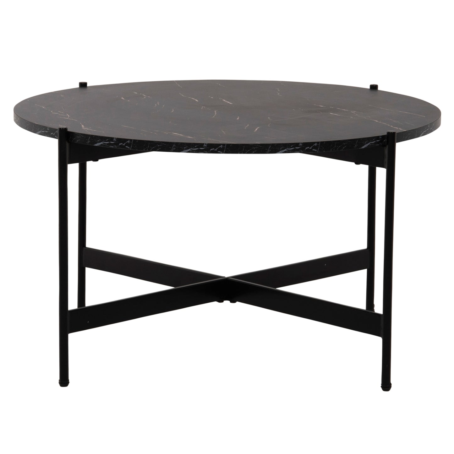 Кафе маса с черен мраморен плот и метална основа Φ80x45Hcm