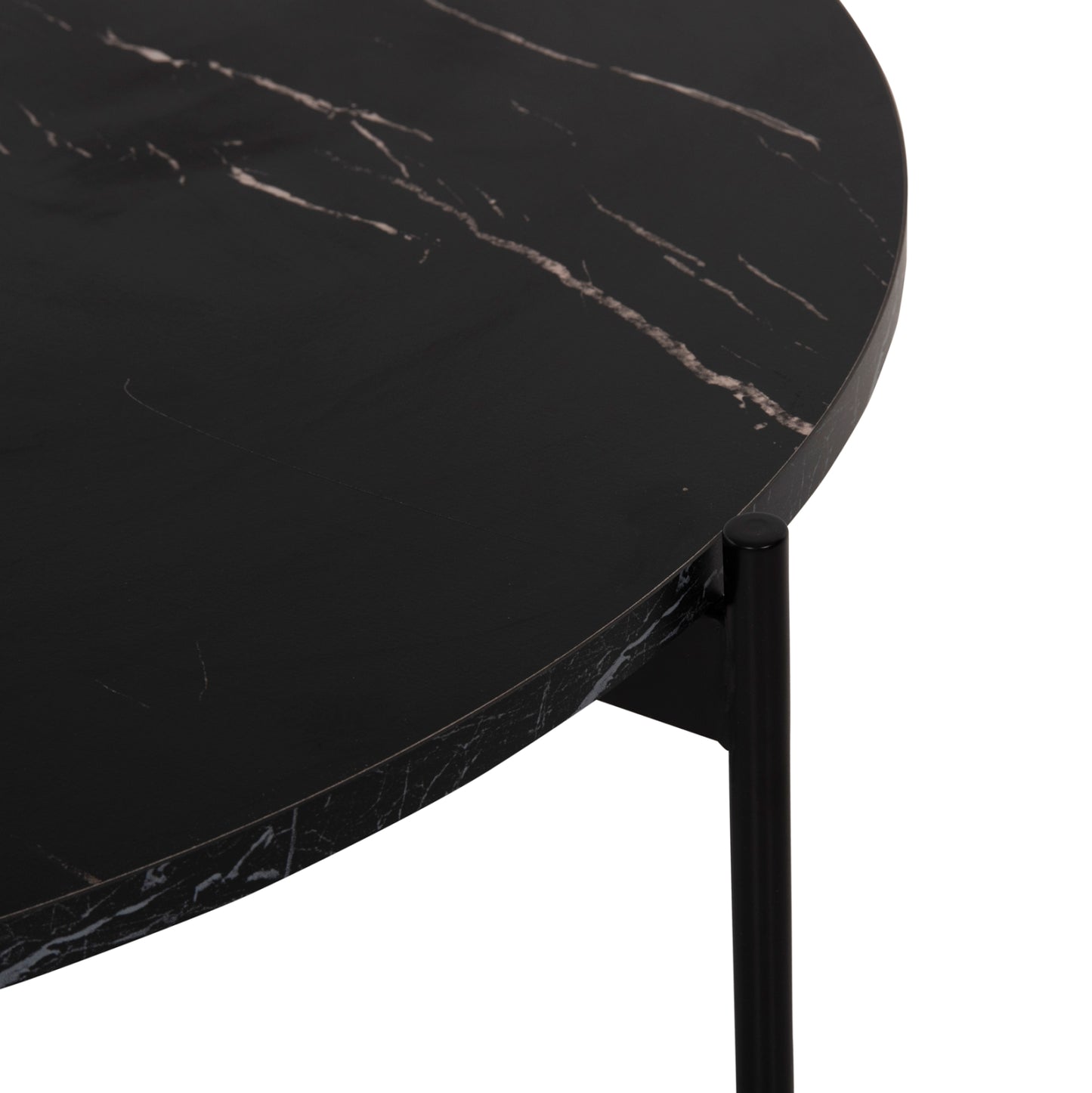 Кафе маса с черен мраморен плот и метална основа Φ80x45Hcm