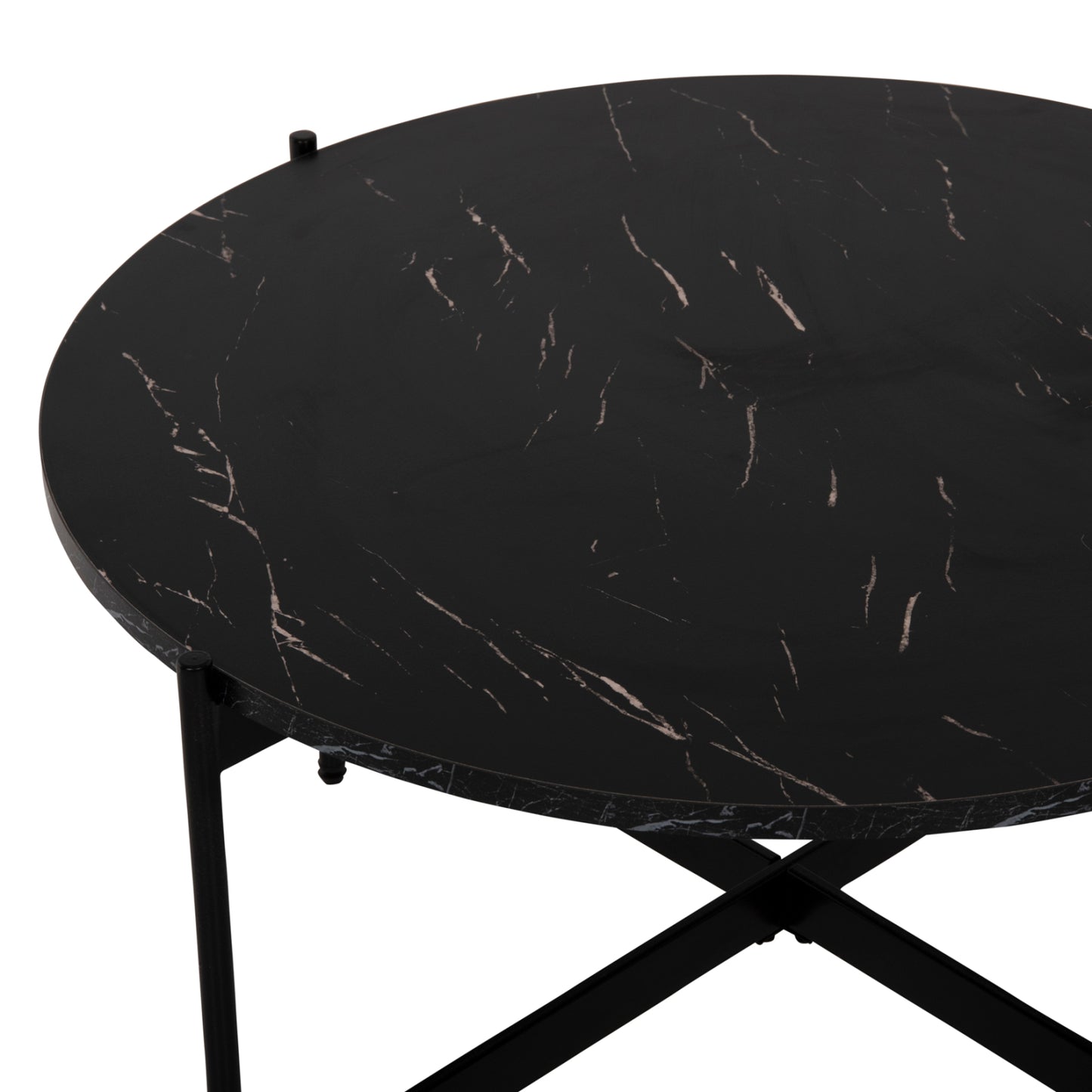 Кафе маса с черен мраморен плот и метална основа Φ80x45Hcm