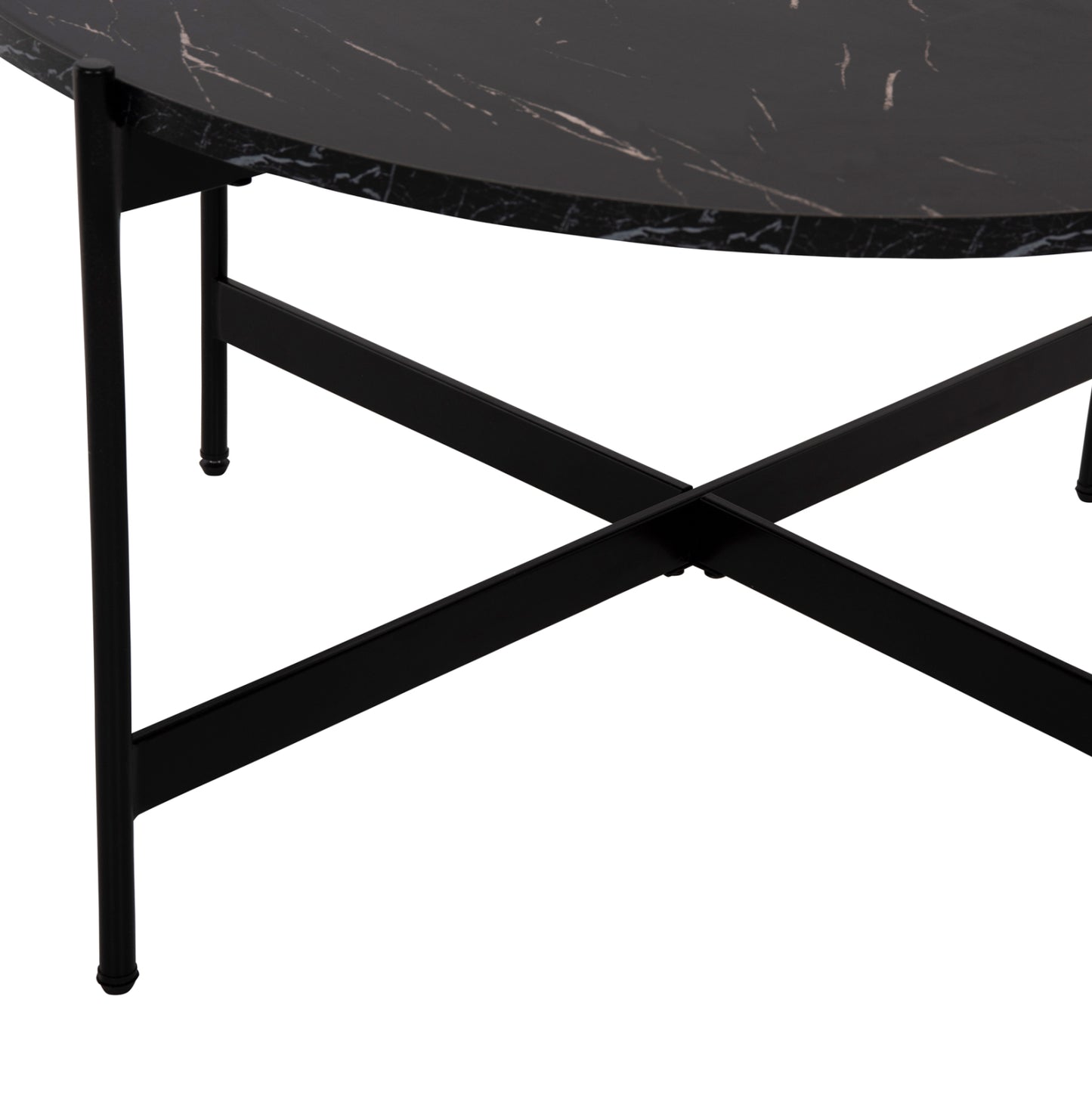 Кафе маса с черен мраморен плот и метална основа Φ80x45Hcm