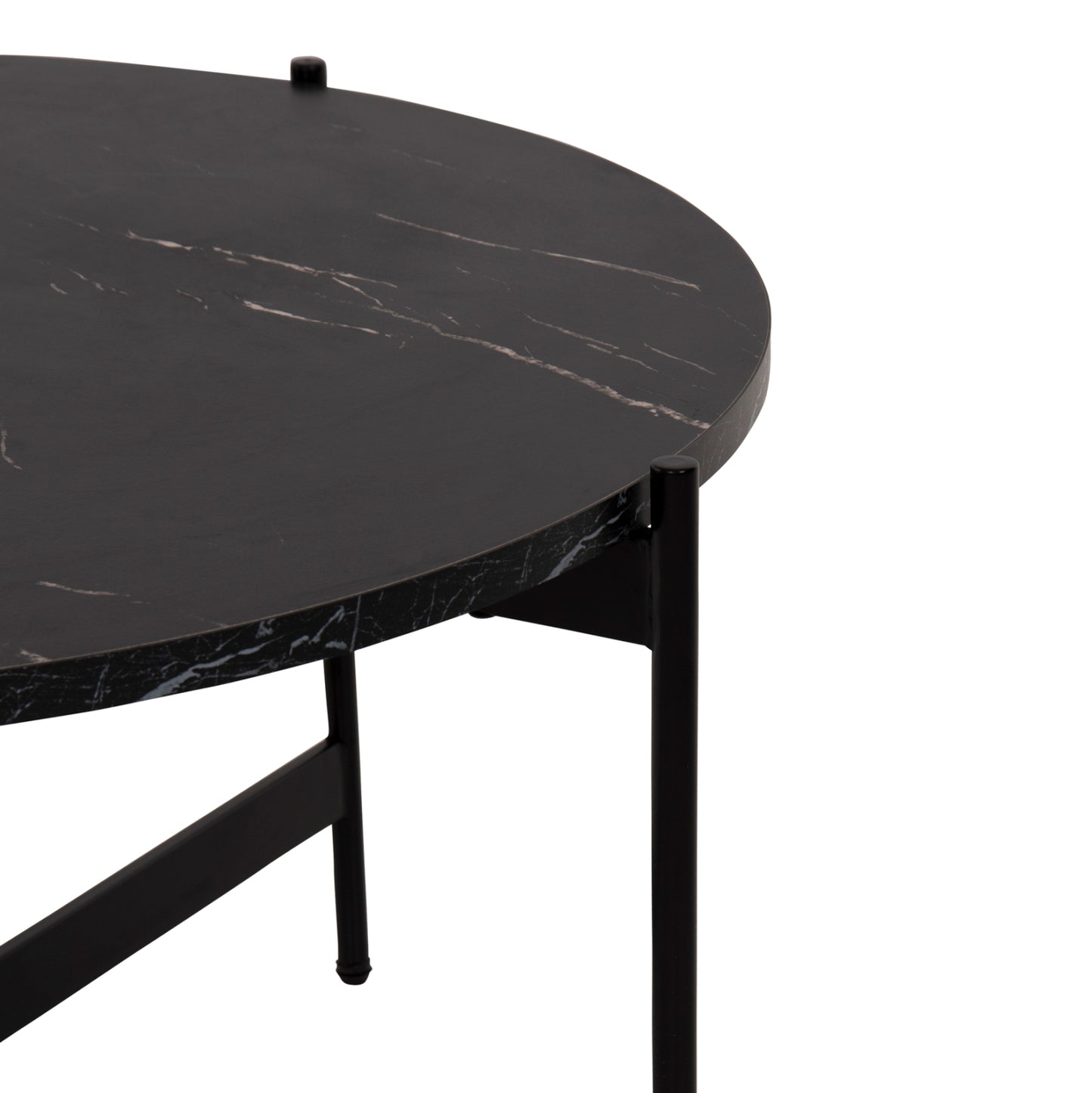 Кафе маса с черен мраморен плот и метална основа Φ80x45Hcm