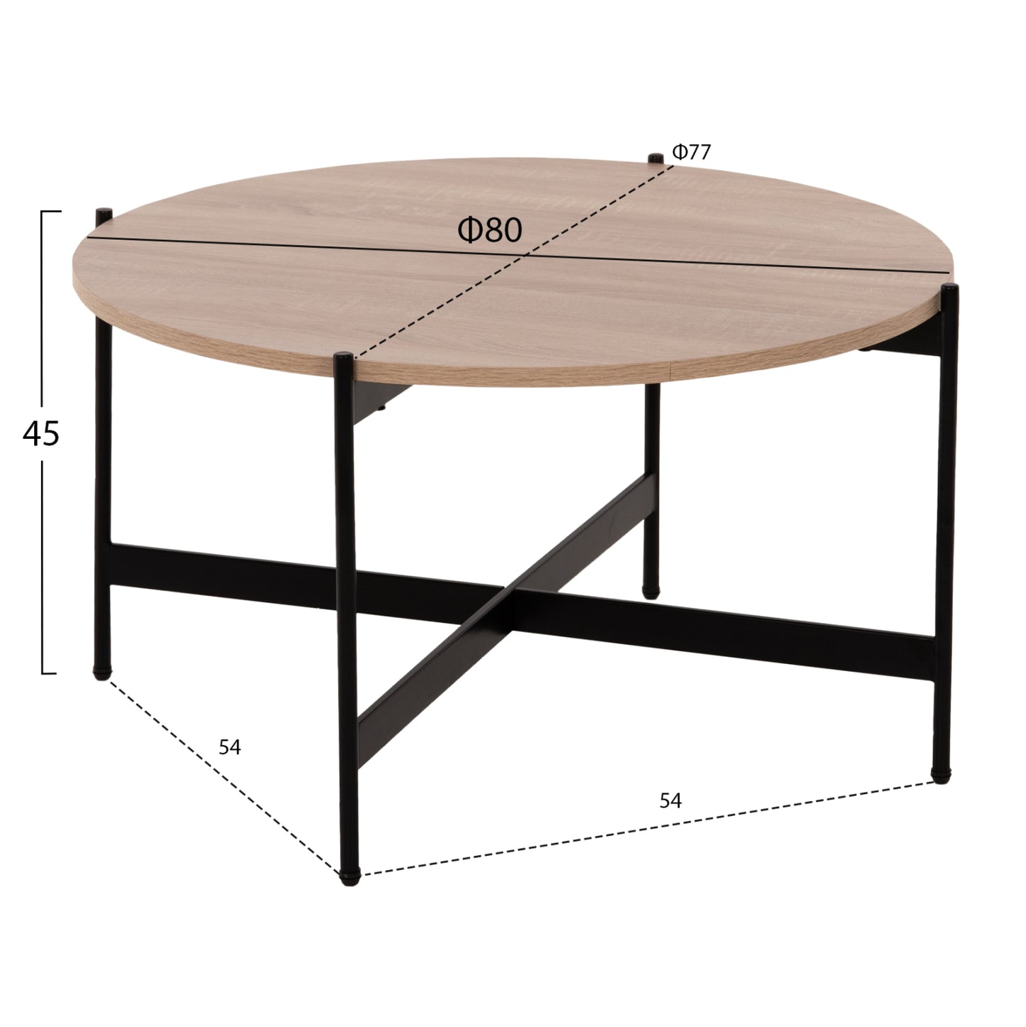 Кафе маса с MDF плот и метална основа Φ80x45Hcm